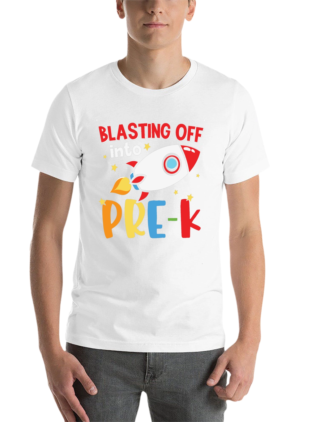 Black Blasting Off into Pre-K Rocket T-Shirt view 14