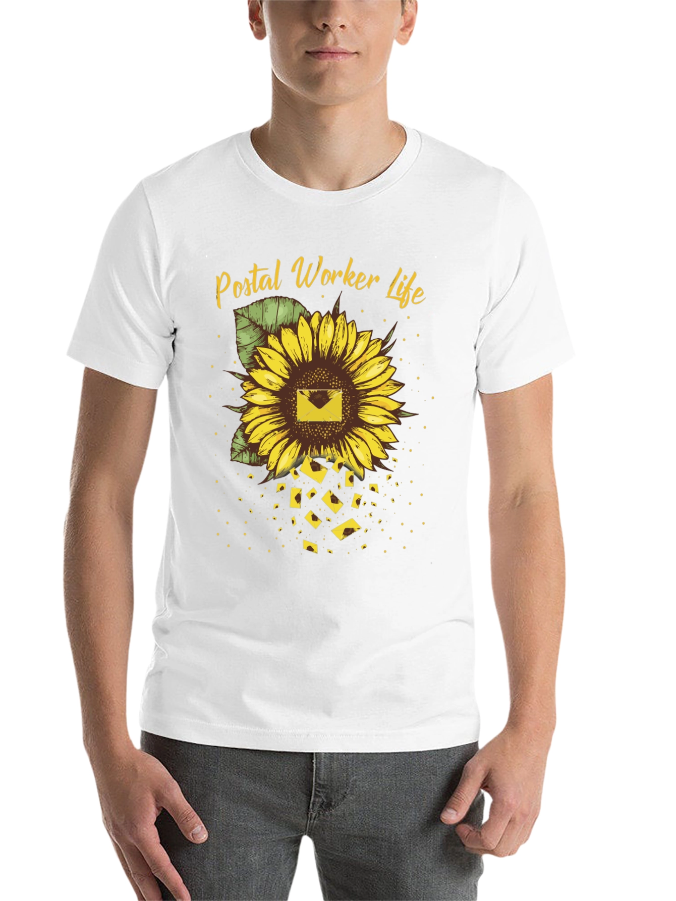 Black Postal Worker Sunflower T-Shirt - Black view 14