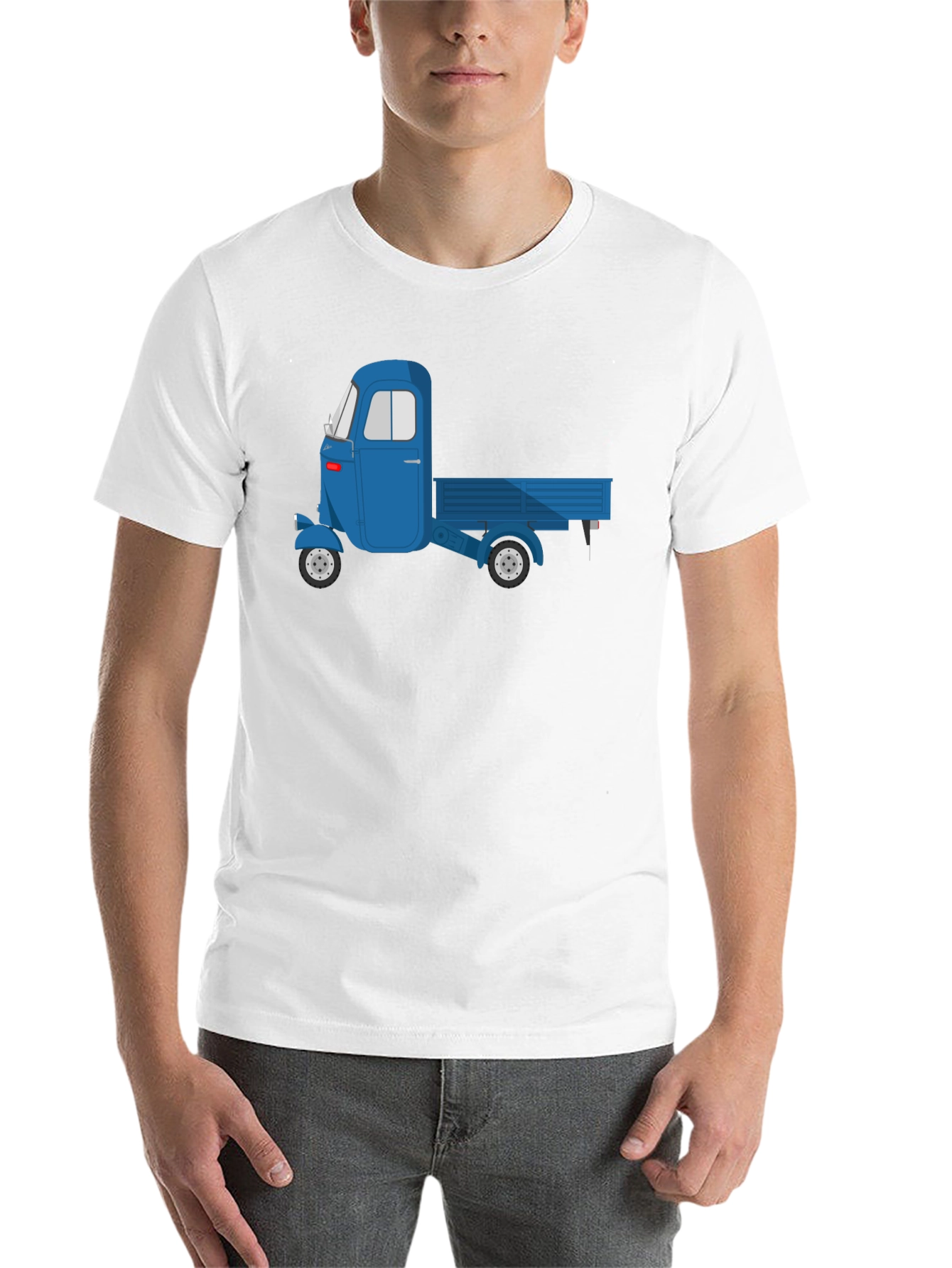 Black Blue Three-Wheeled Truck Graphic T-Shirt view 14