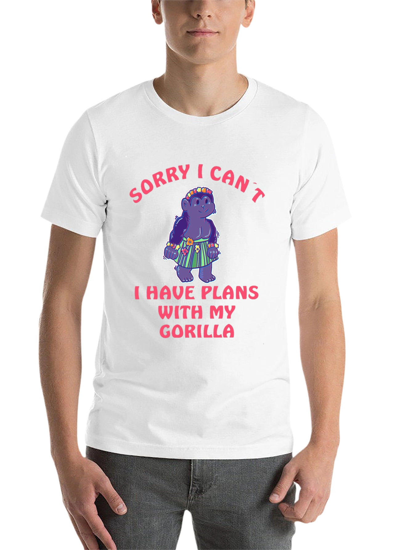 Black Funny Gorilla Plans Graphic Tee - Soft Cotton Unisex T-Shirt view 14