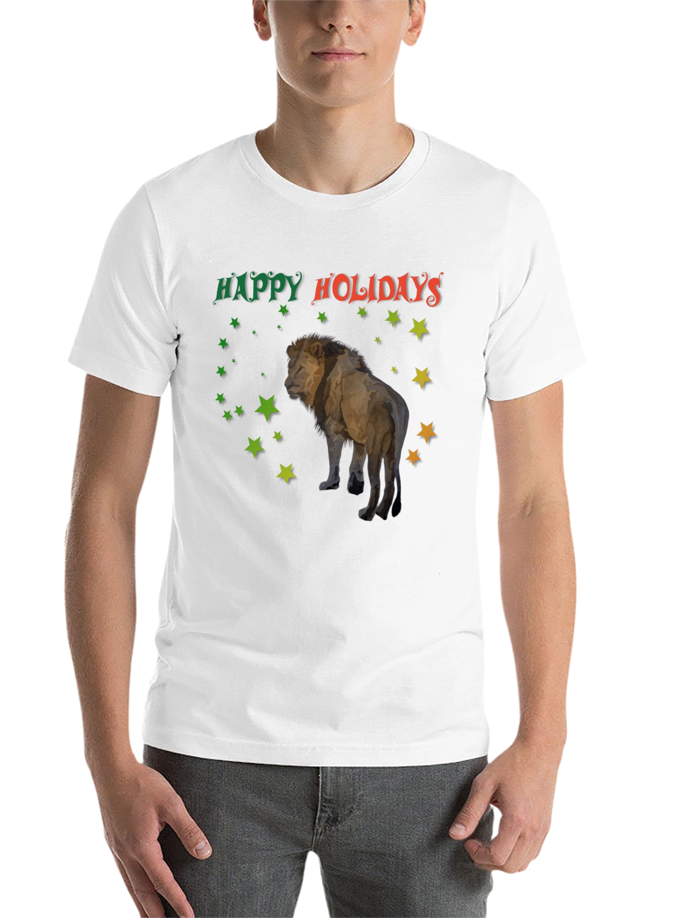 Black Happy Holidays Lion T-Shirt view 14