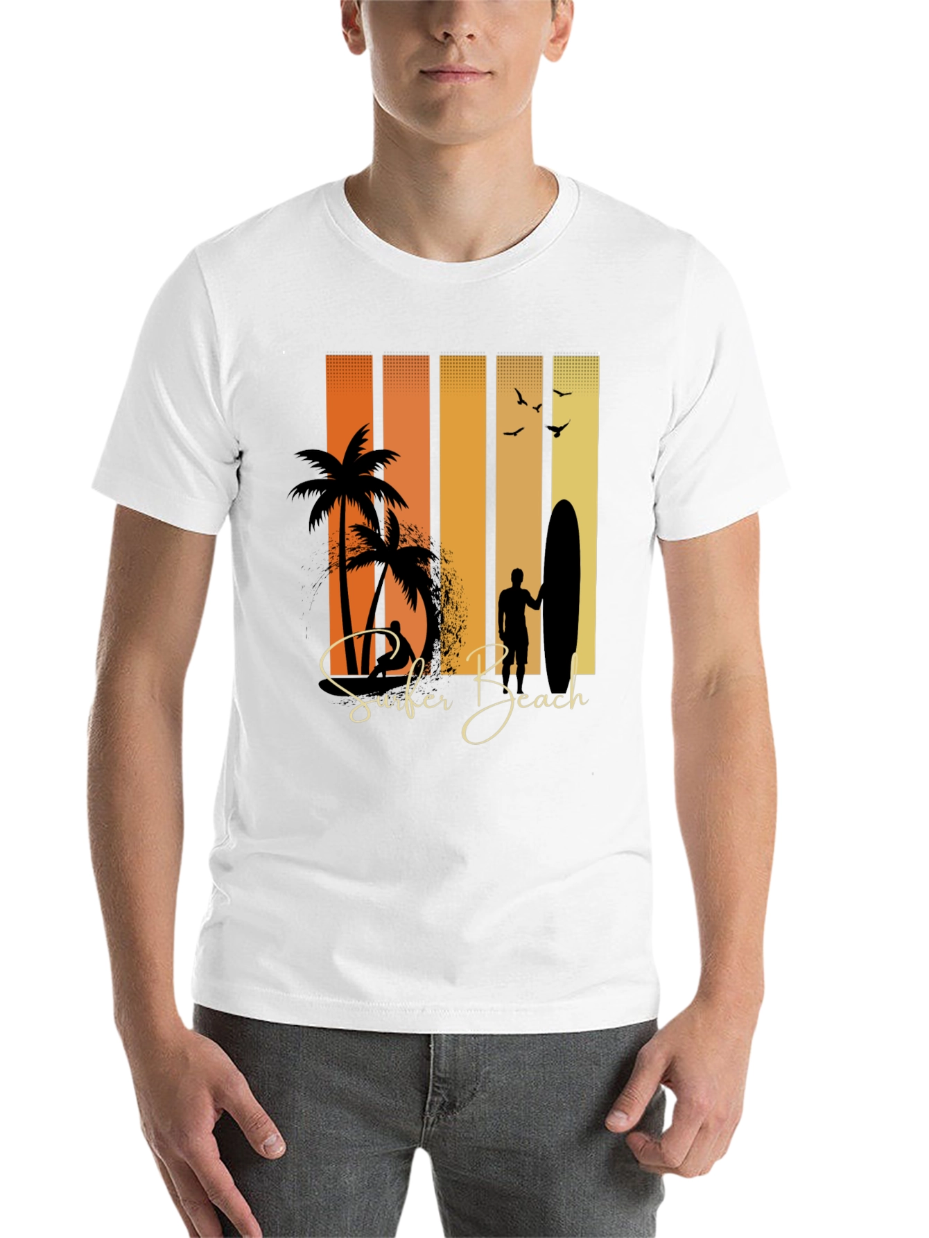 Black Surfer Beach Graphic Tee - Stylish Summer Wear view 14