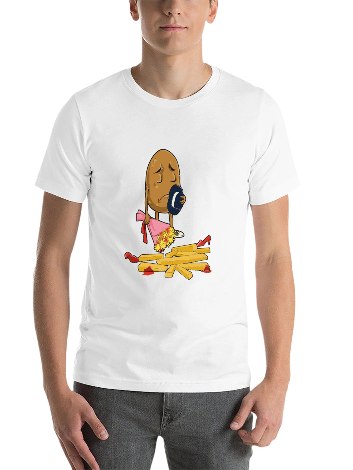 Black Sad Potato T-Shirt - Funny French Fry Design view 14