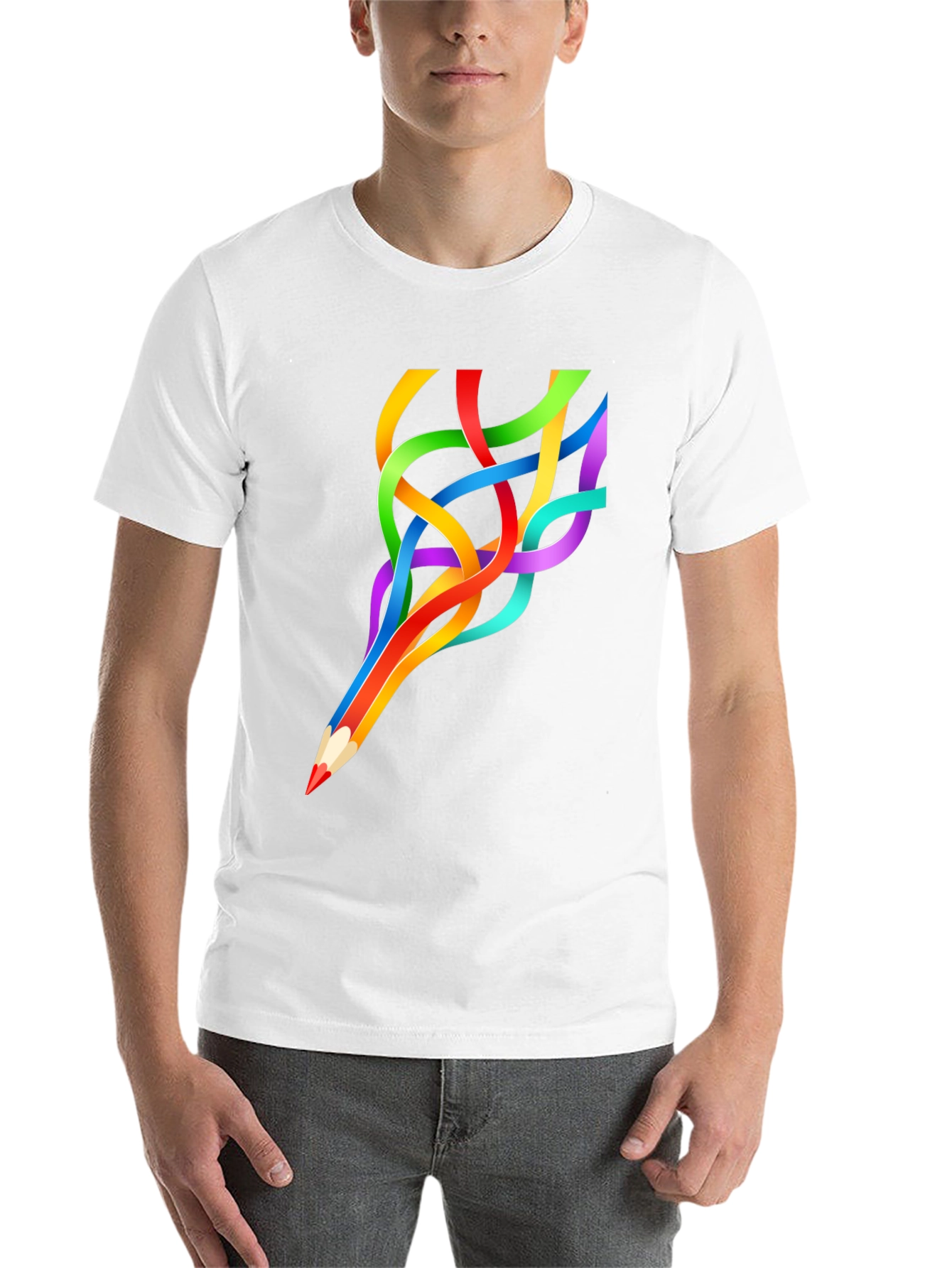 Black Colorful Pencil Stream T-Shirt view 14