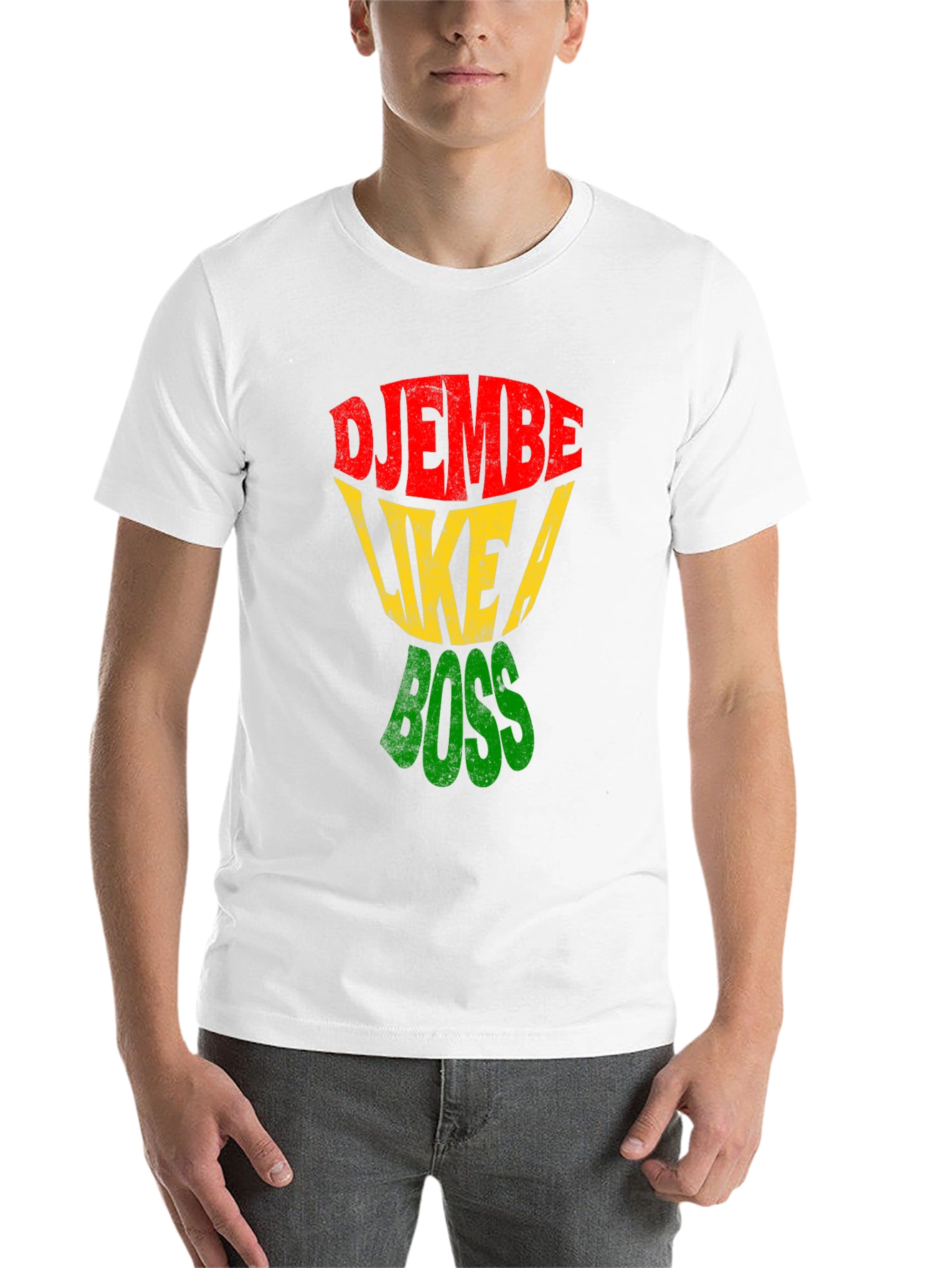 Black Djembe Like a Boss T-Shirt - Rasta Colors view 14