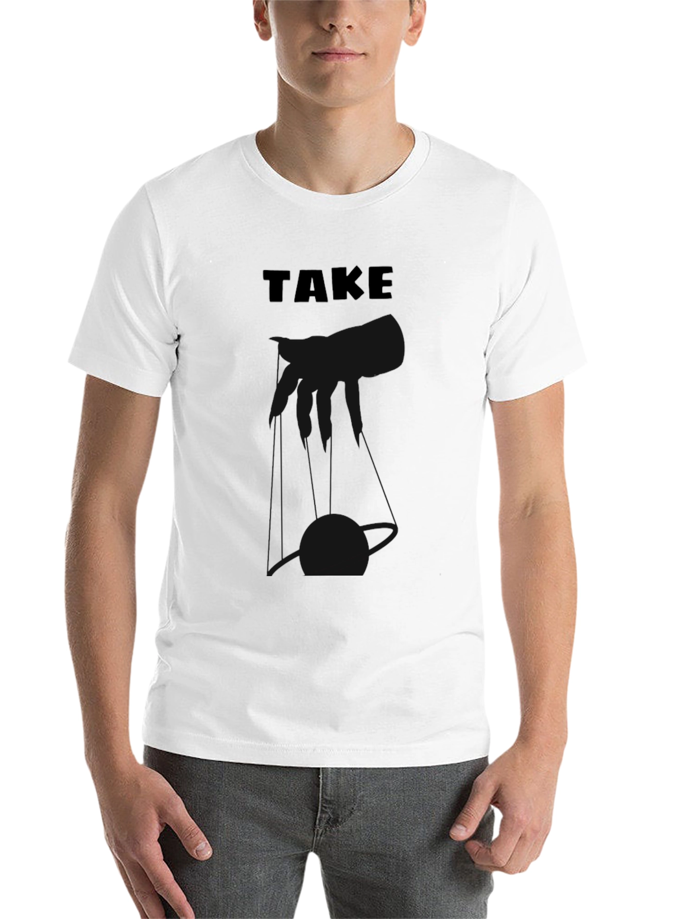Black Men's Black "TAKE" Graphic Tee Shirt view 14