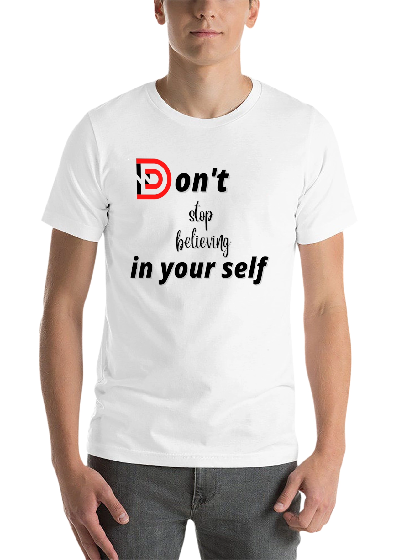 Black Motivational Graphic Tee - Don't Stop Believing view 14