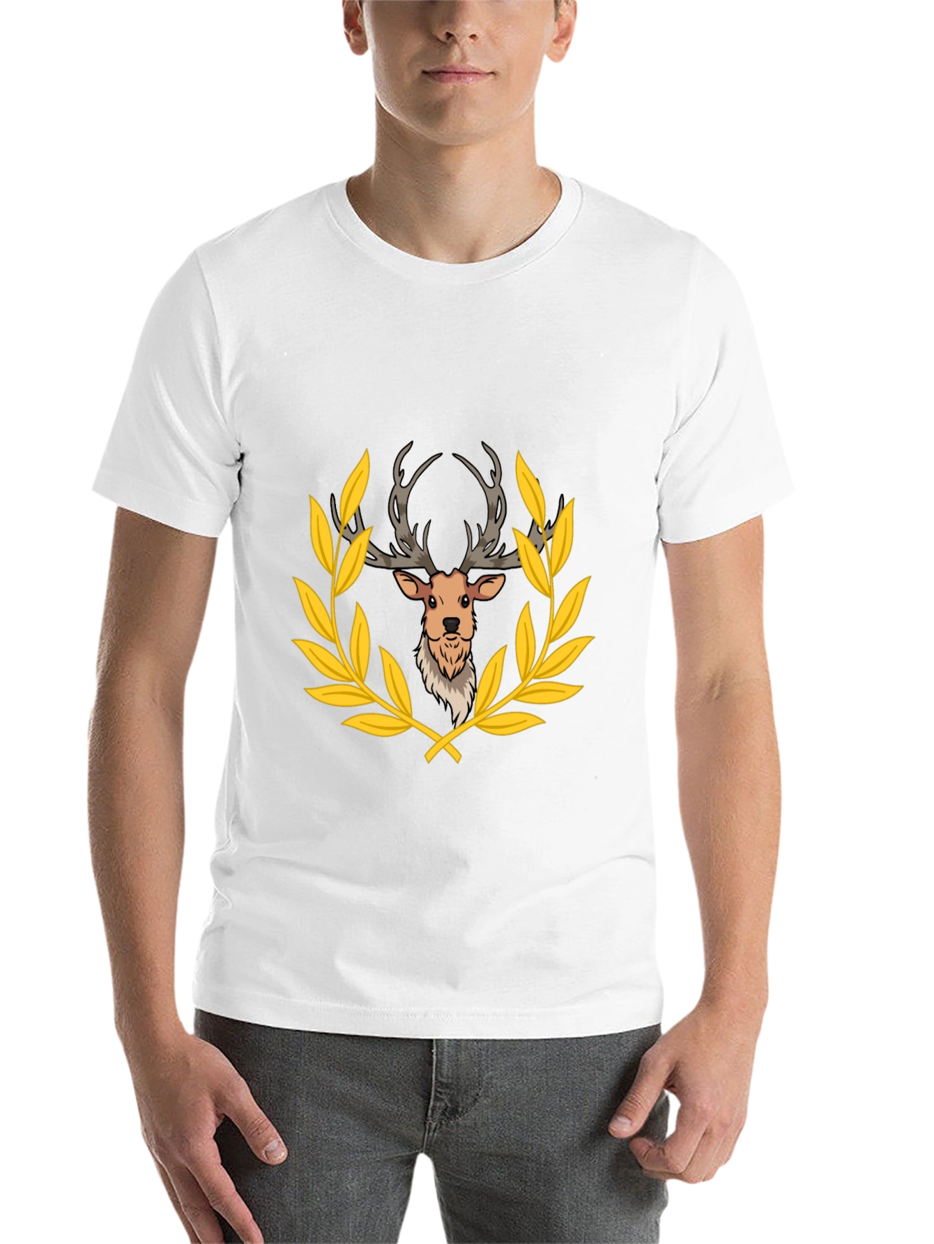 Black Deer Laurel Wreath Black T-Shirt view 14