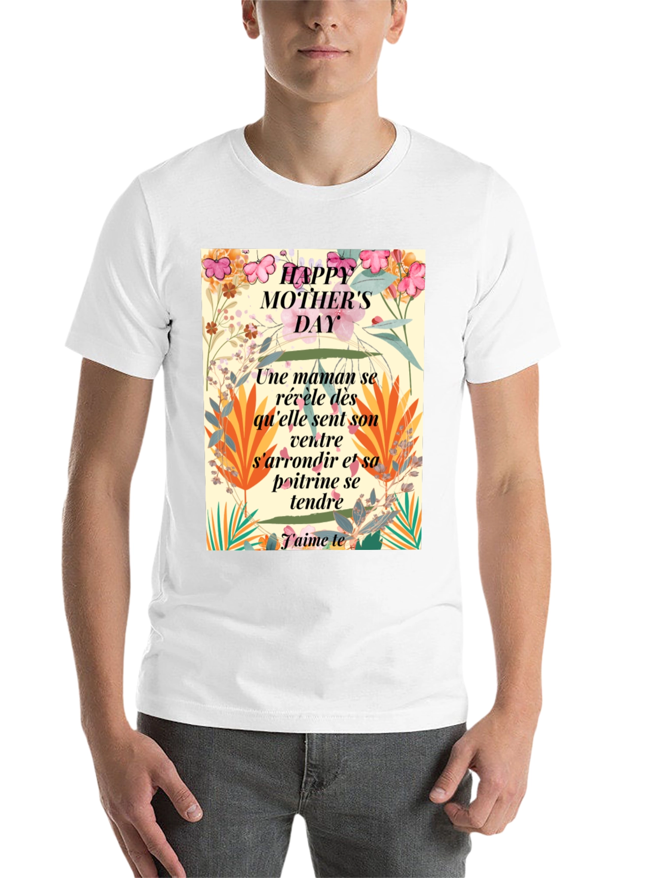 Floral Happy Mother's Day T-Shirt - French Text Design - 14