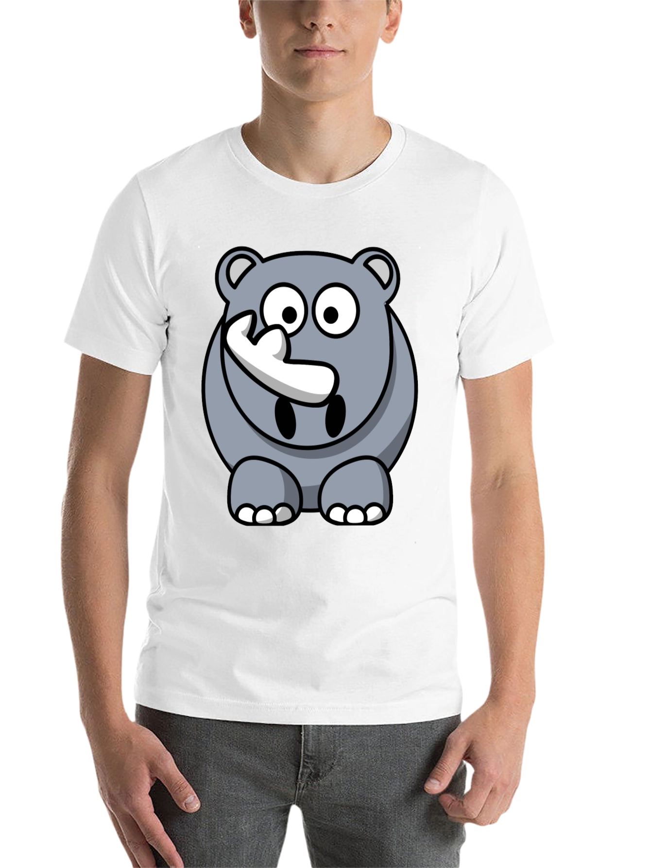 Black Cartoon Rhino Graphic Tee - Men's Black T-Shirt view 14