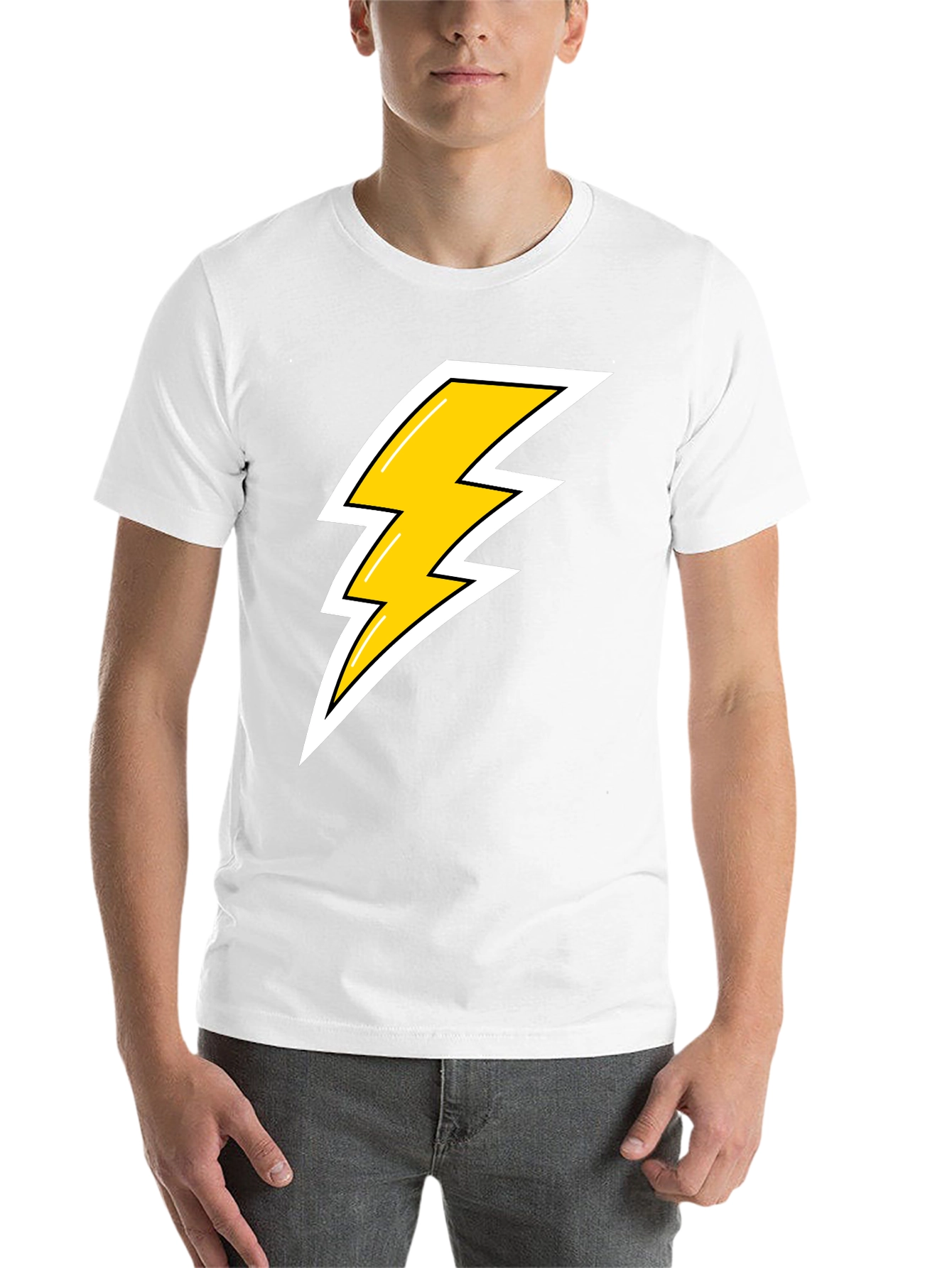 Black Black T-Shirt with Lightning Bolt Graphic view 14