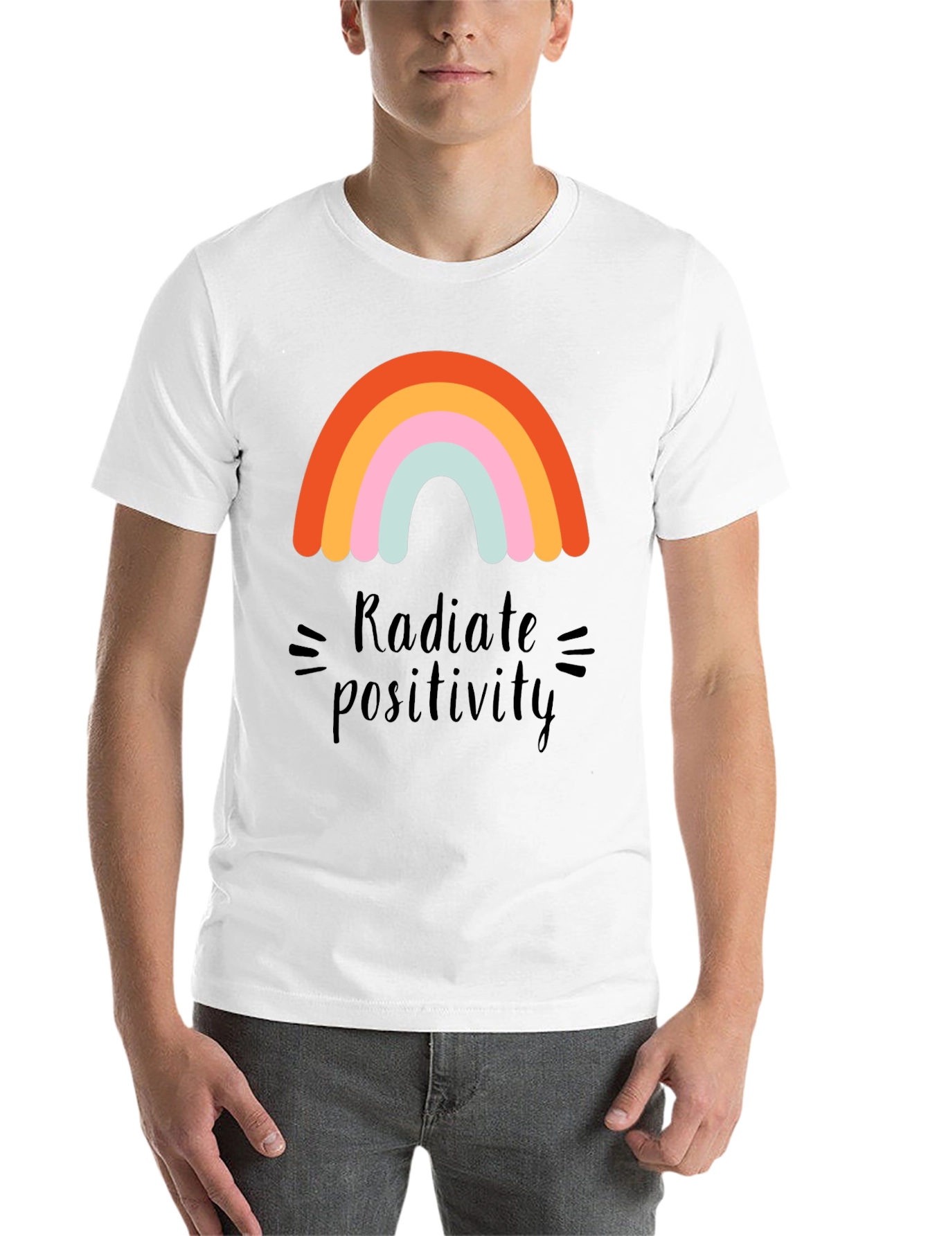 Black Radiate Positivity Rainbow Graphic T-Shirt view 14