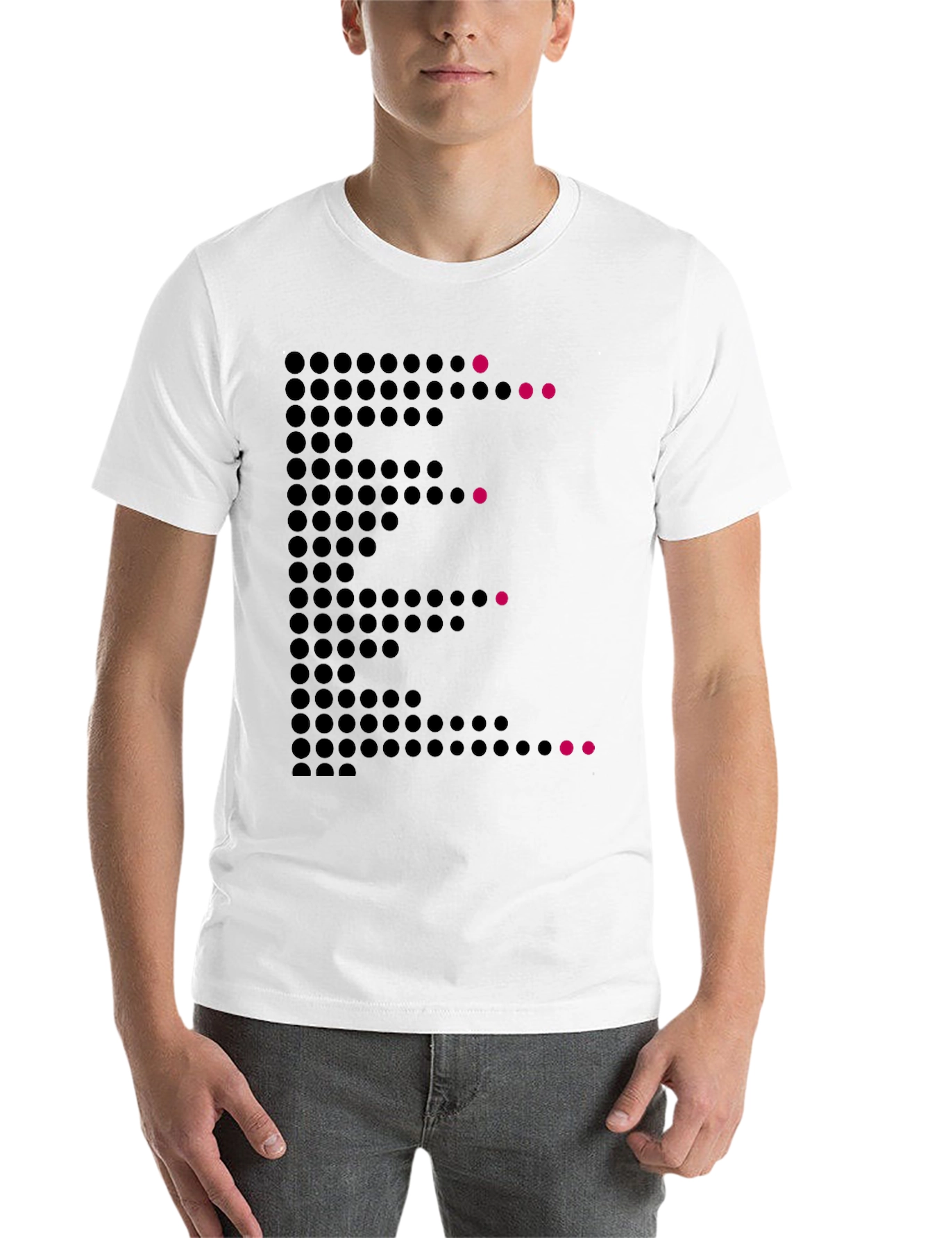 Black Dot Matrix E Graphic Tee - Modern Men's T-Shirt view 14