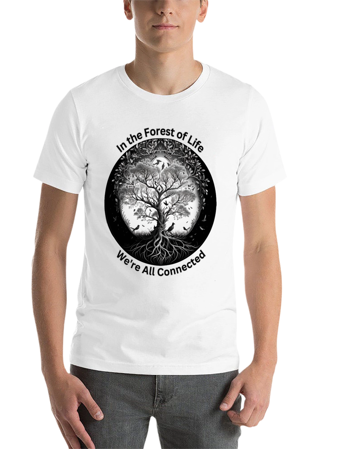 Black In the Forest of Life T-Shirt - Tree Design view 14
