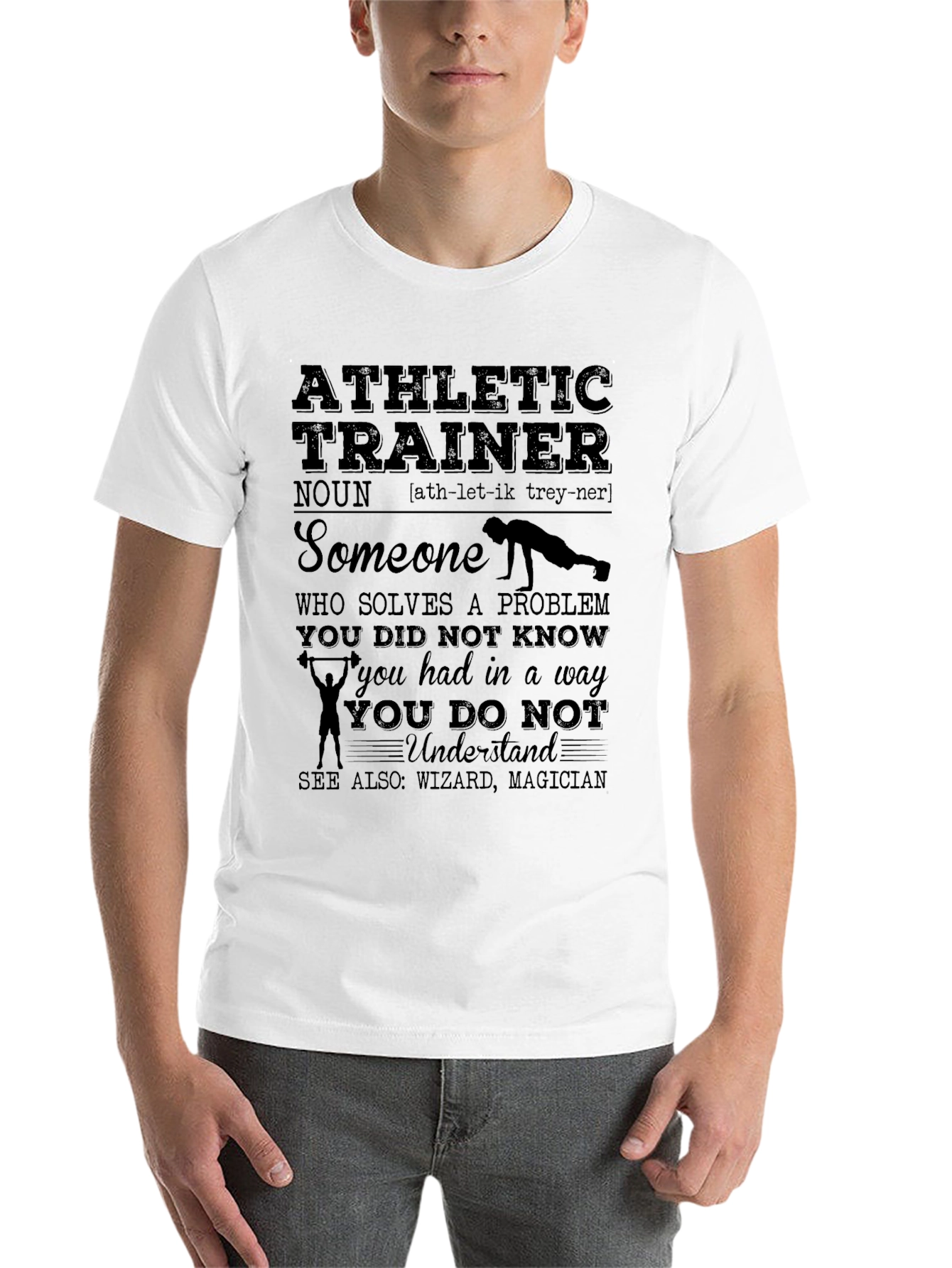 Black Athletic Trainer Definition T-Shirt view 14