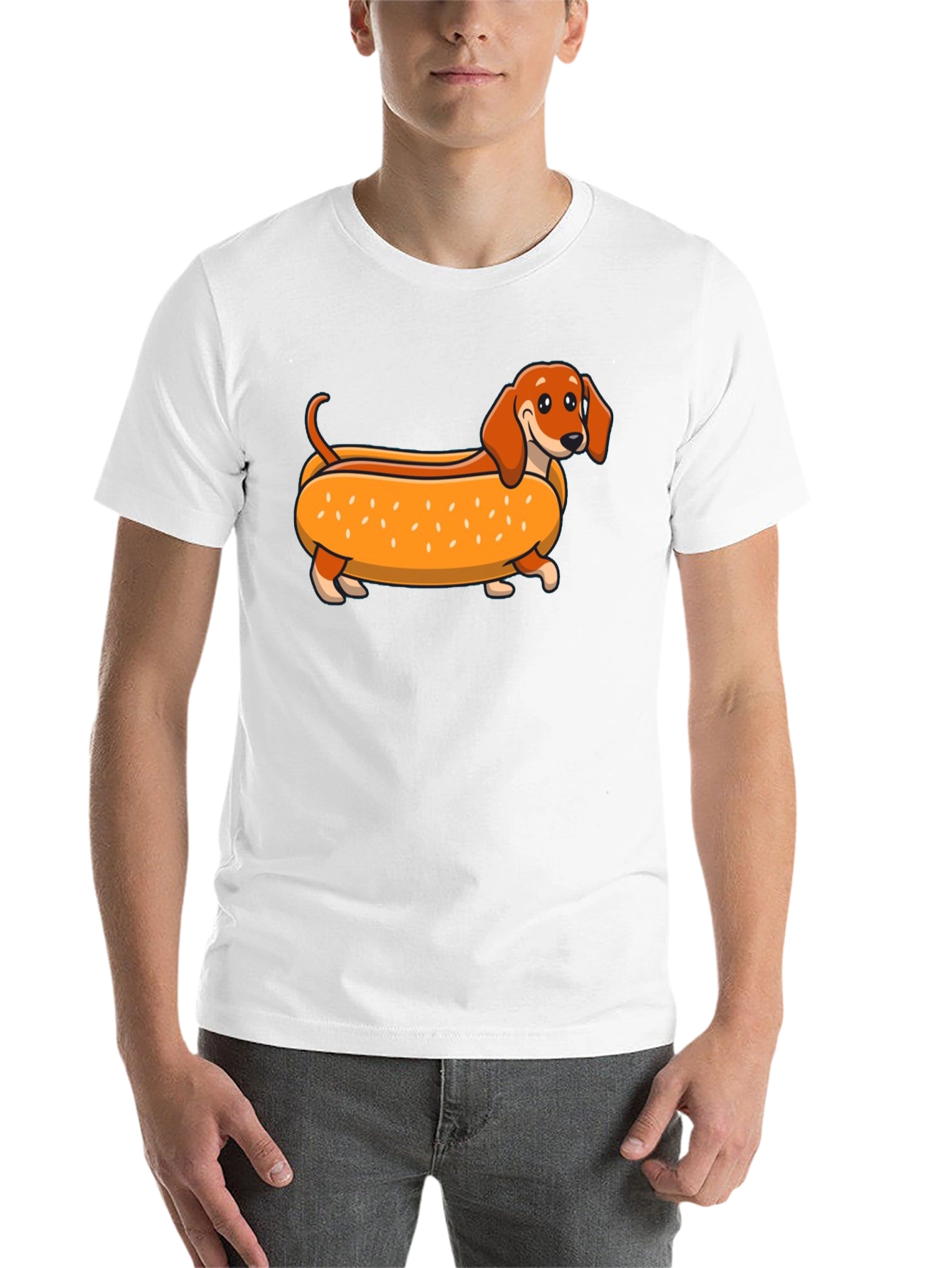Black Dachshund Hot Dog T-Shirt view 14