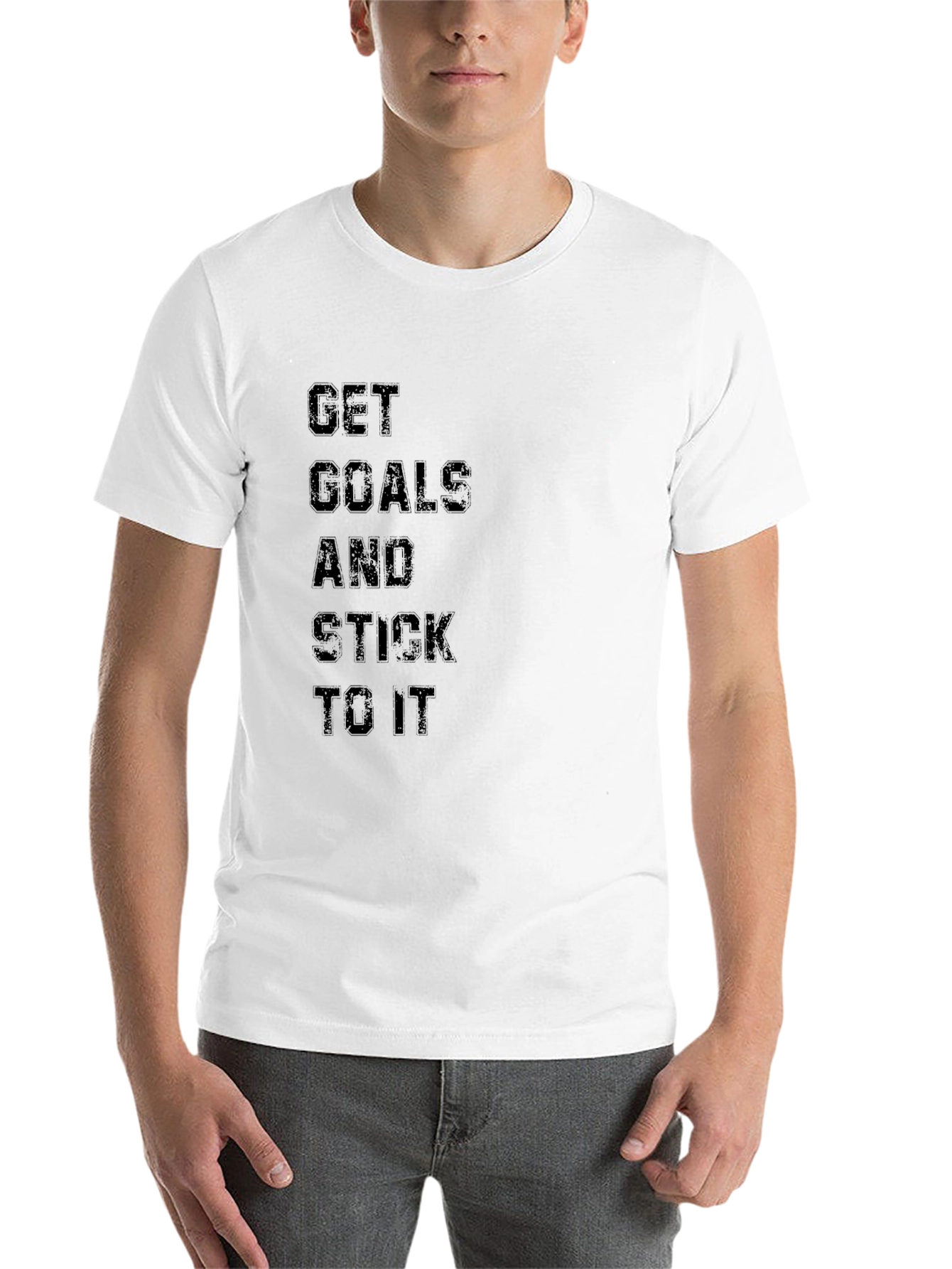 Motivational Black T-Shirt - Get Goals and Stick To It - 14