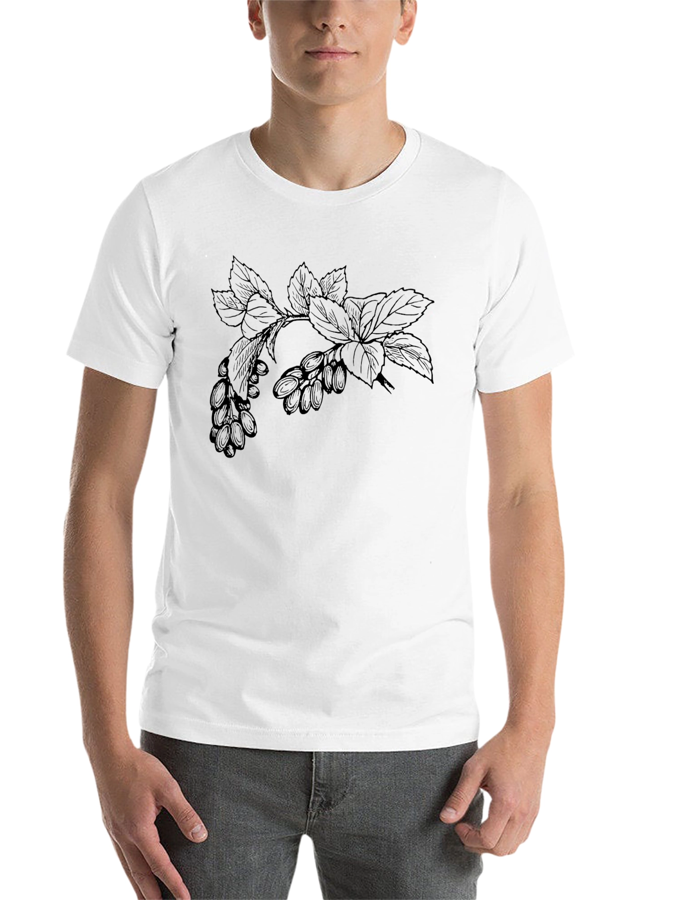 Black Botanical Branch Graphic Tee - Modern Casual Style view 14