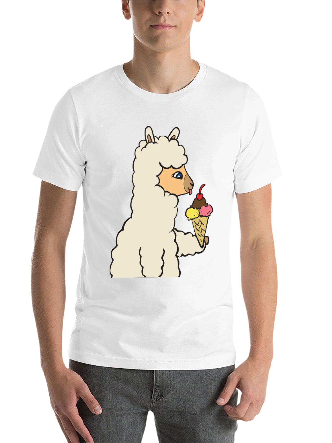 Black Llama Eating Ice Cream Graphic Tee view 14