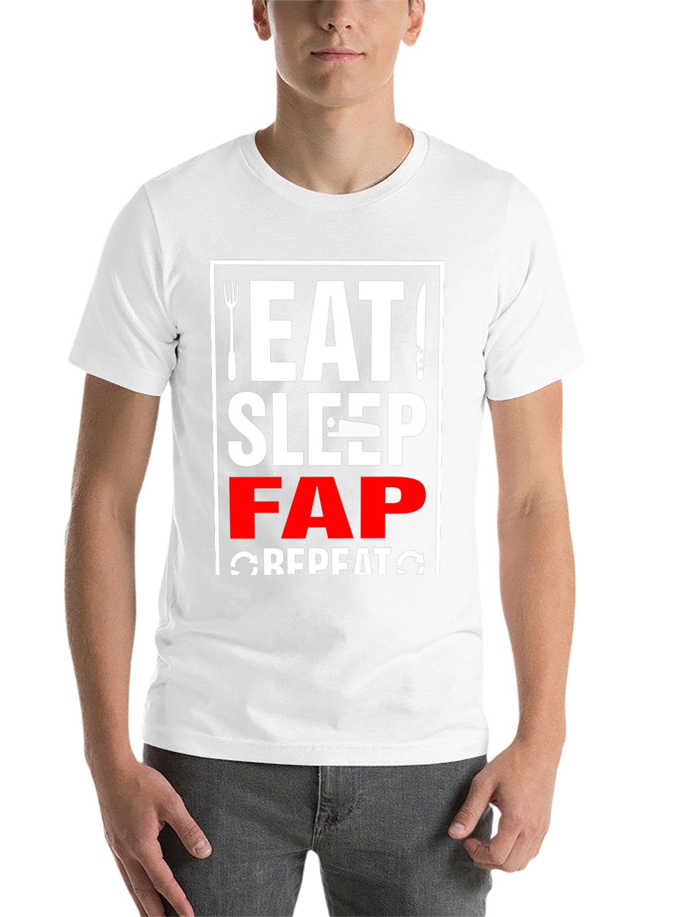 Black Eat Sleep Fap Repeat Graphic Tee - Black view 14