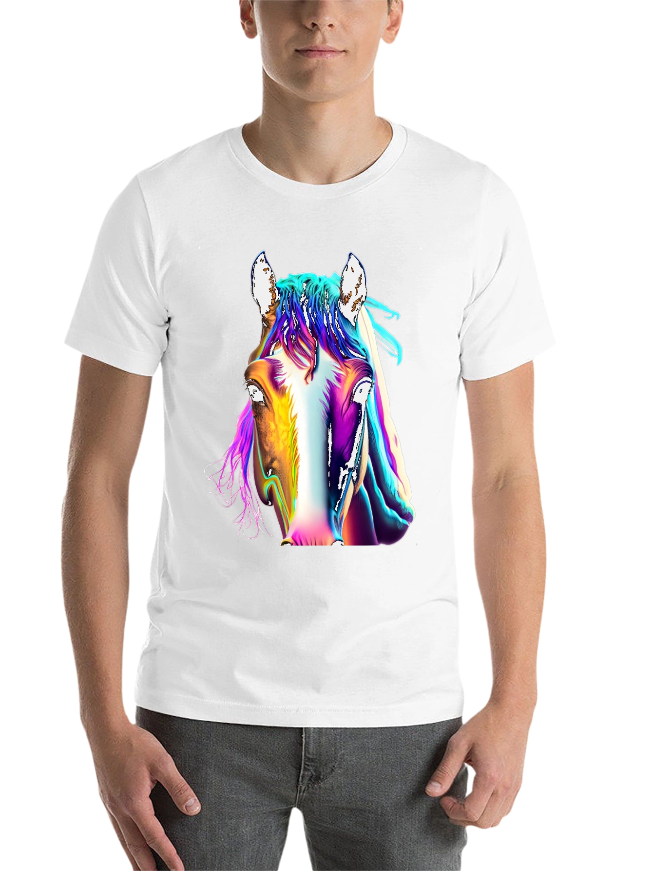 Black Colorful Horse Graphic Tee - Unisex T-Shirt view 14