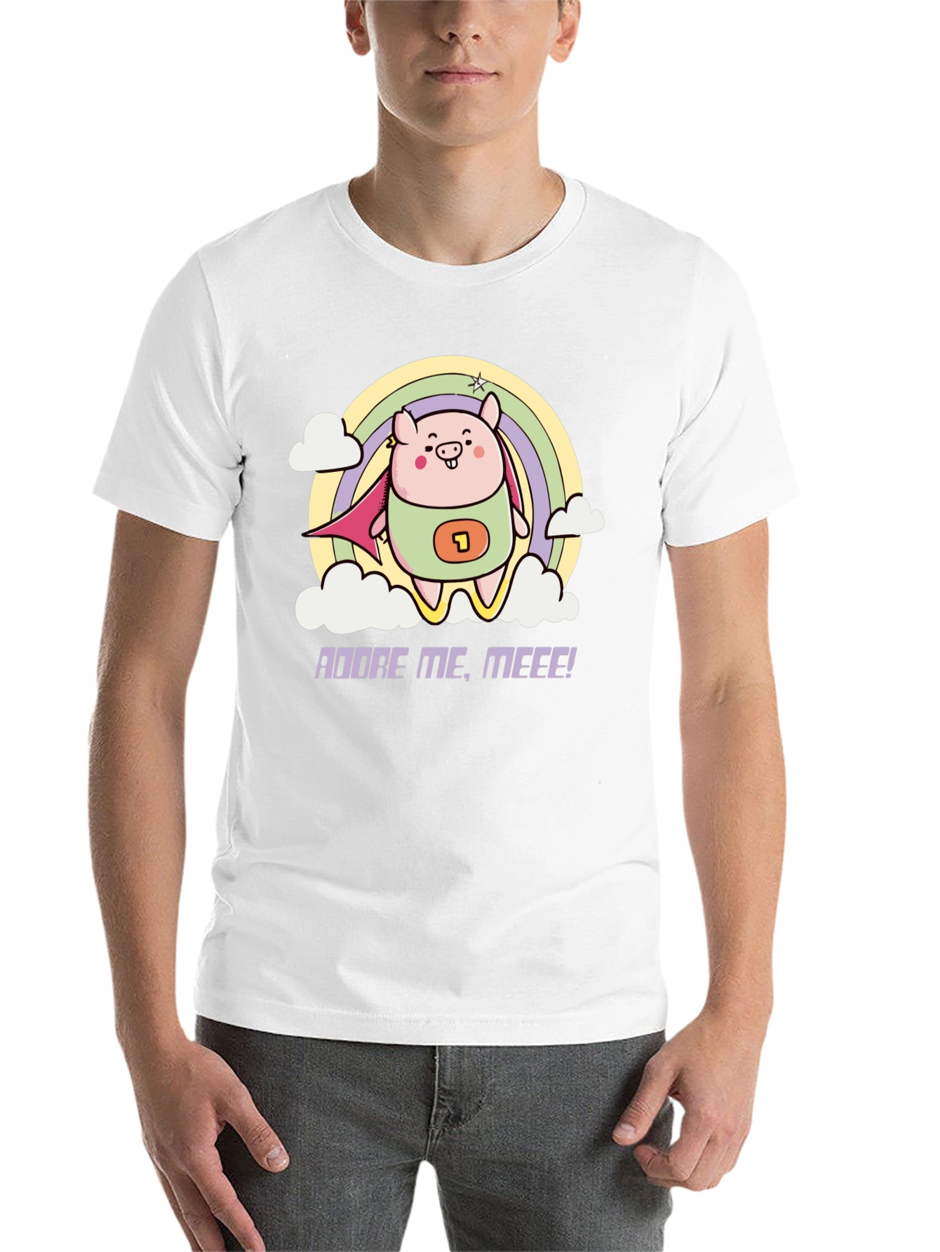 Black Adorable Superhero Pig T-Shirt view 14