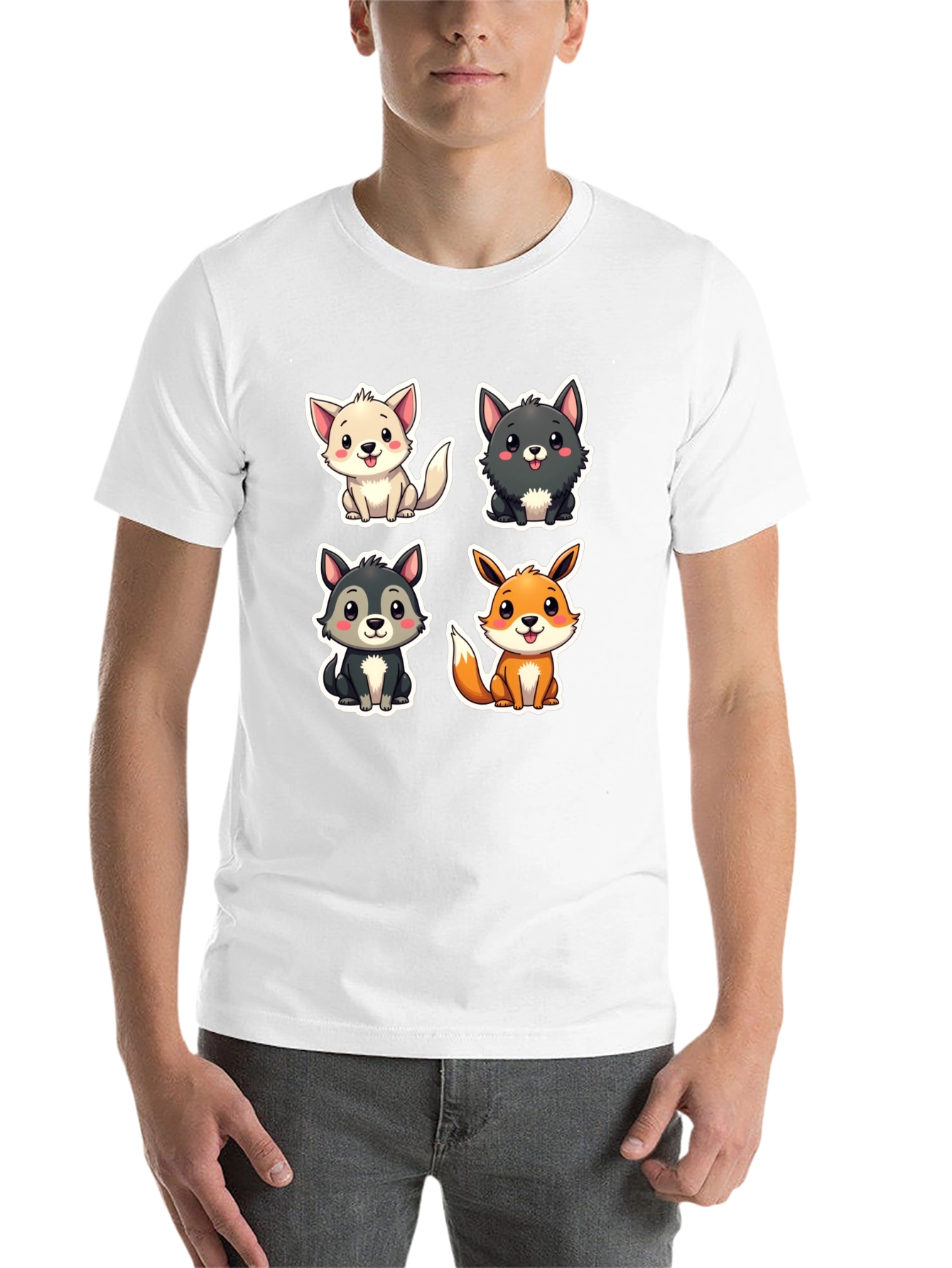 Black Cute Cartoon Animal T-Shirt view 14