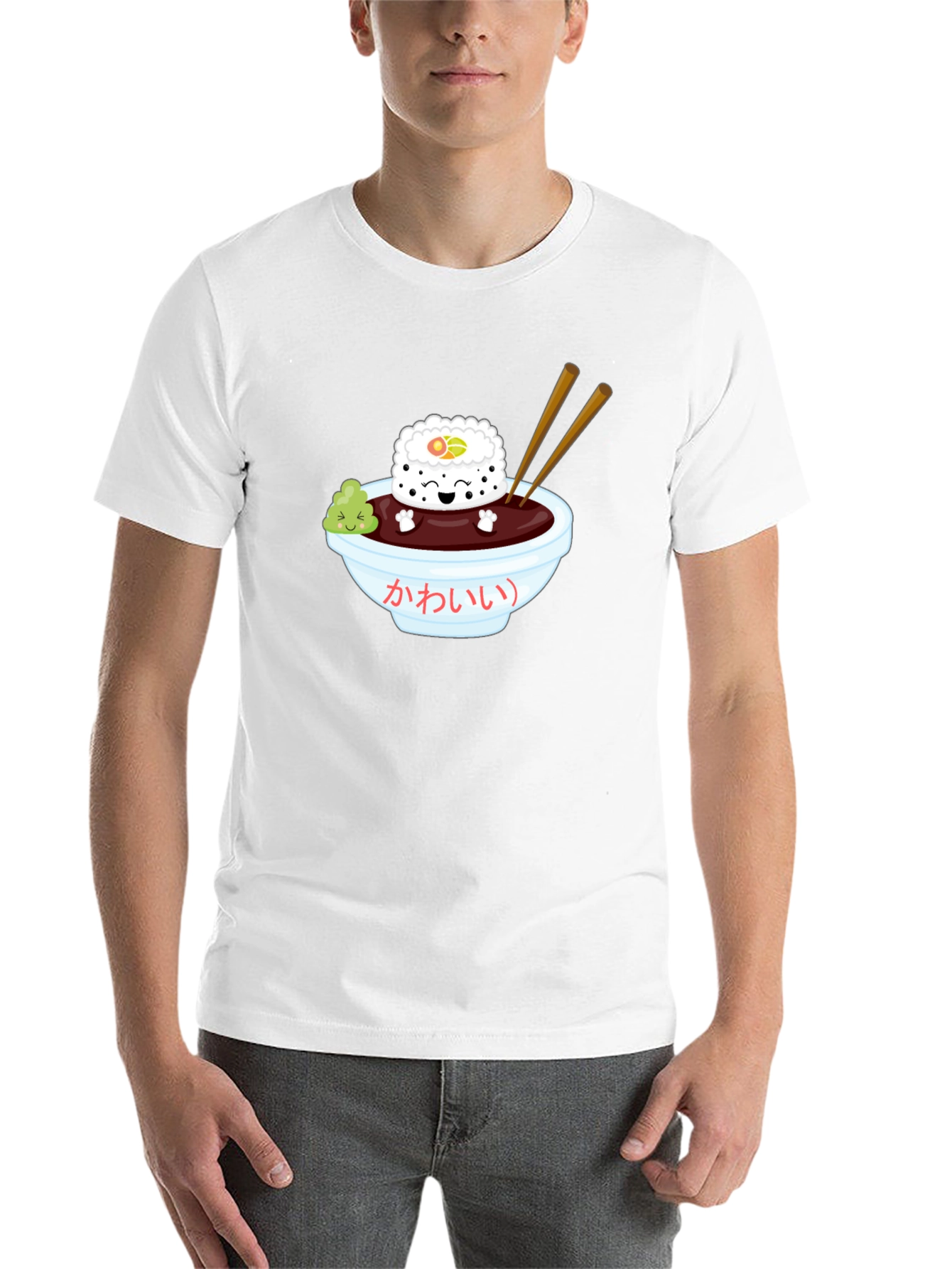 Black Sushi Kawaii T-Shirt - Unisex Black Tee view 14