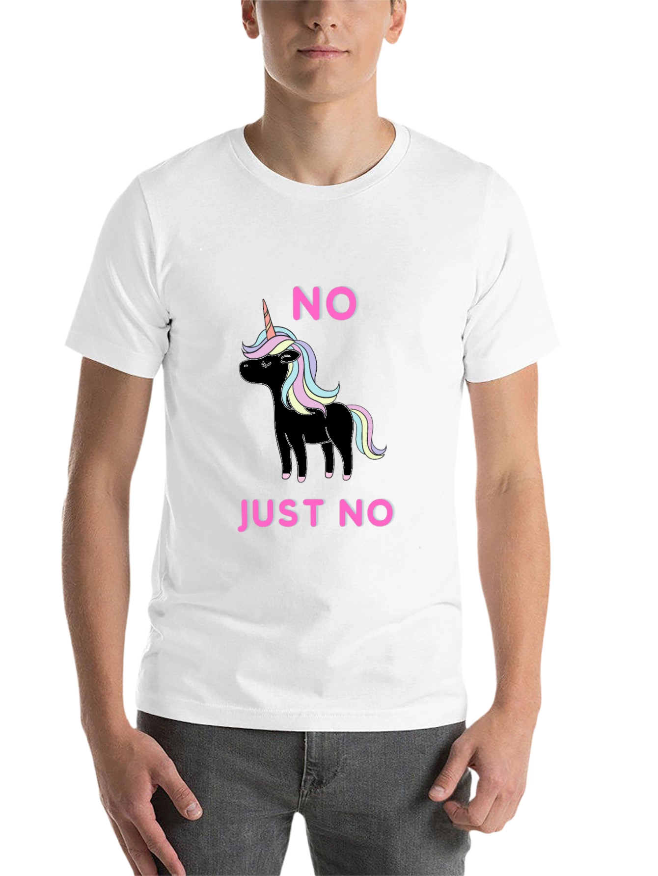 Black No Just No Unicorn T-Shirt Funny Graphic Tee view 14