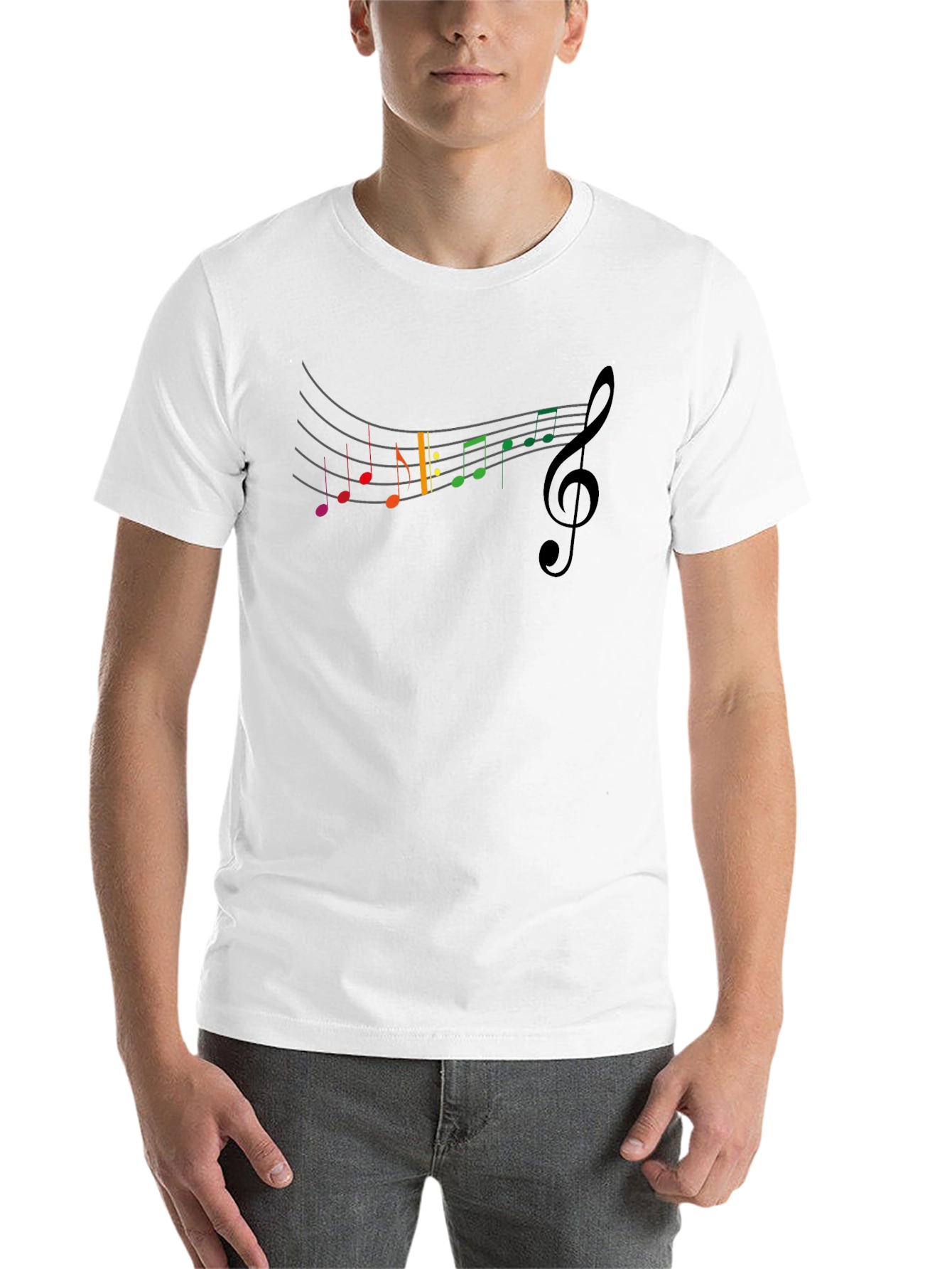 Black Rainbow Music Notes Crew Neck T-Shirt view 14