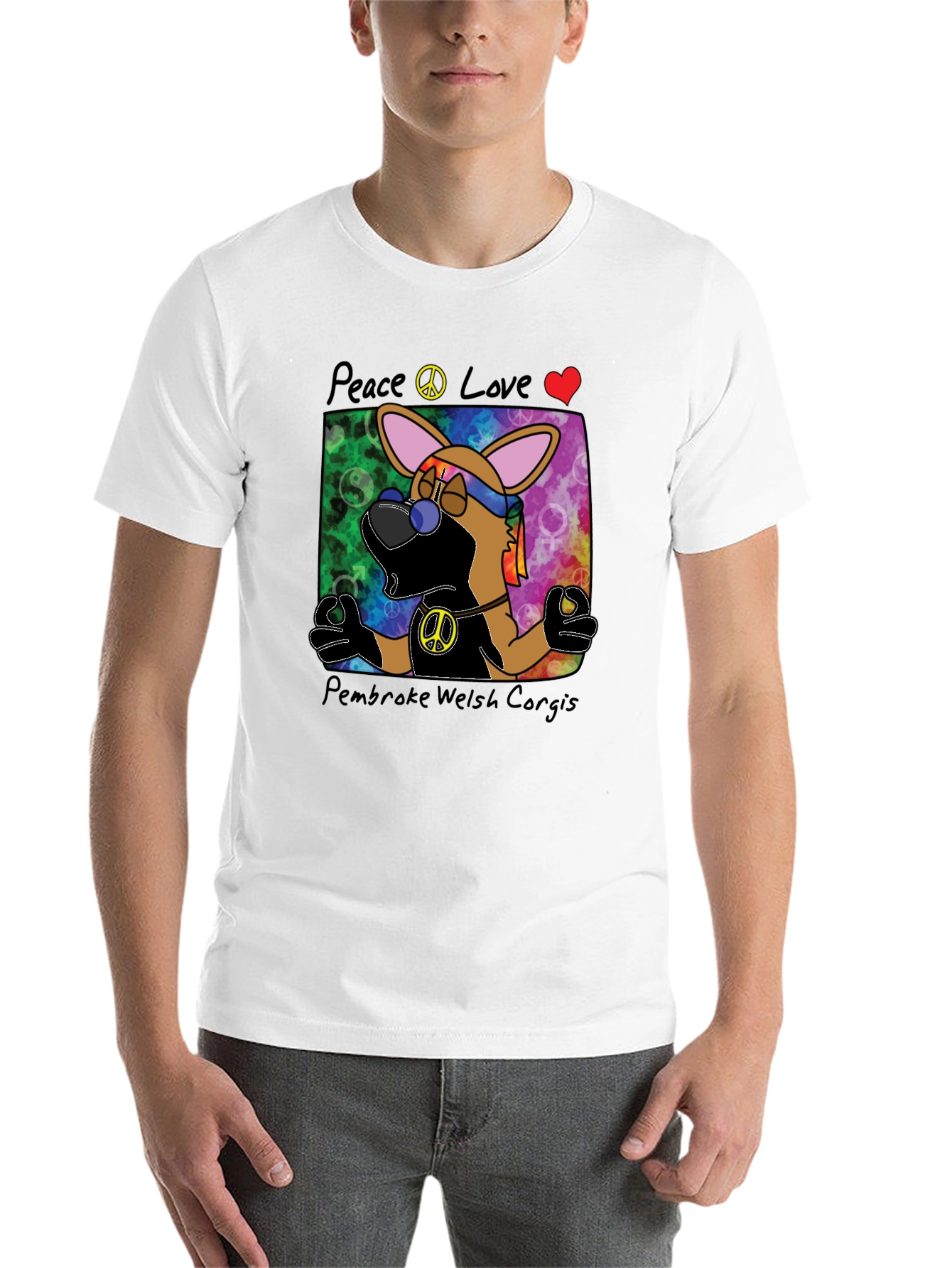 Black Peace Love Corgi T-Shirt view 14