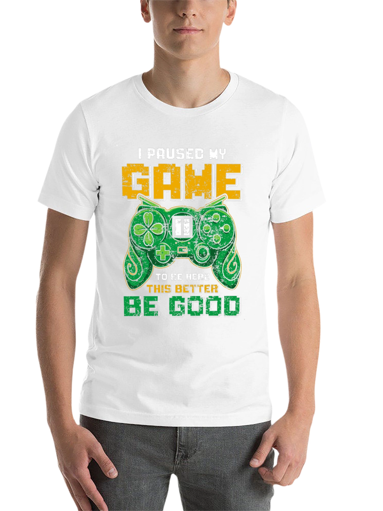 Black Gamer T-Shirt - "I Paused My Game" view 14