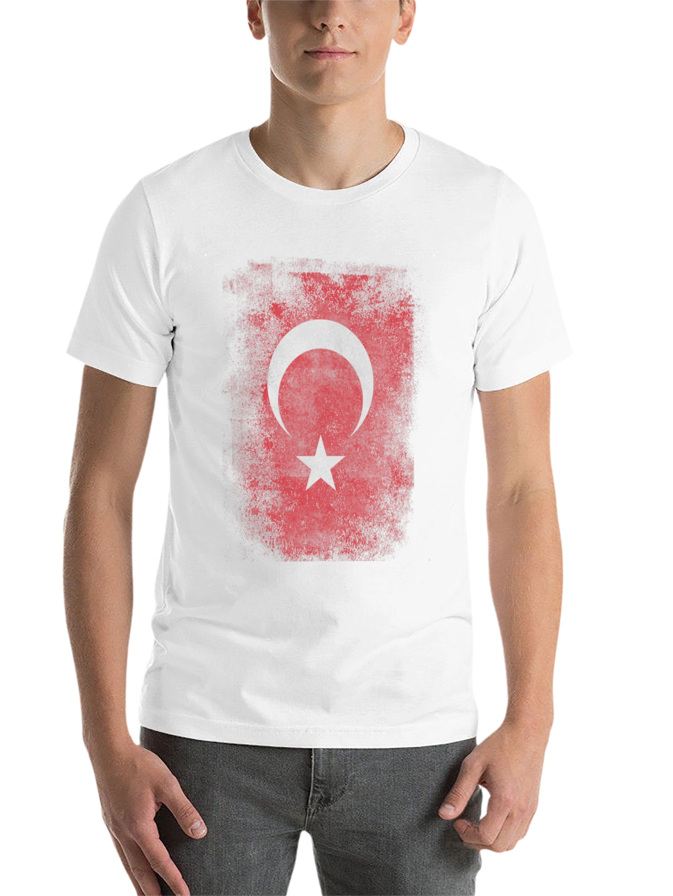 Black Turkish Flag Graphic T-Shirt - Distressed Design view 14