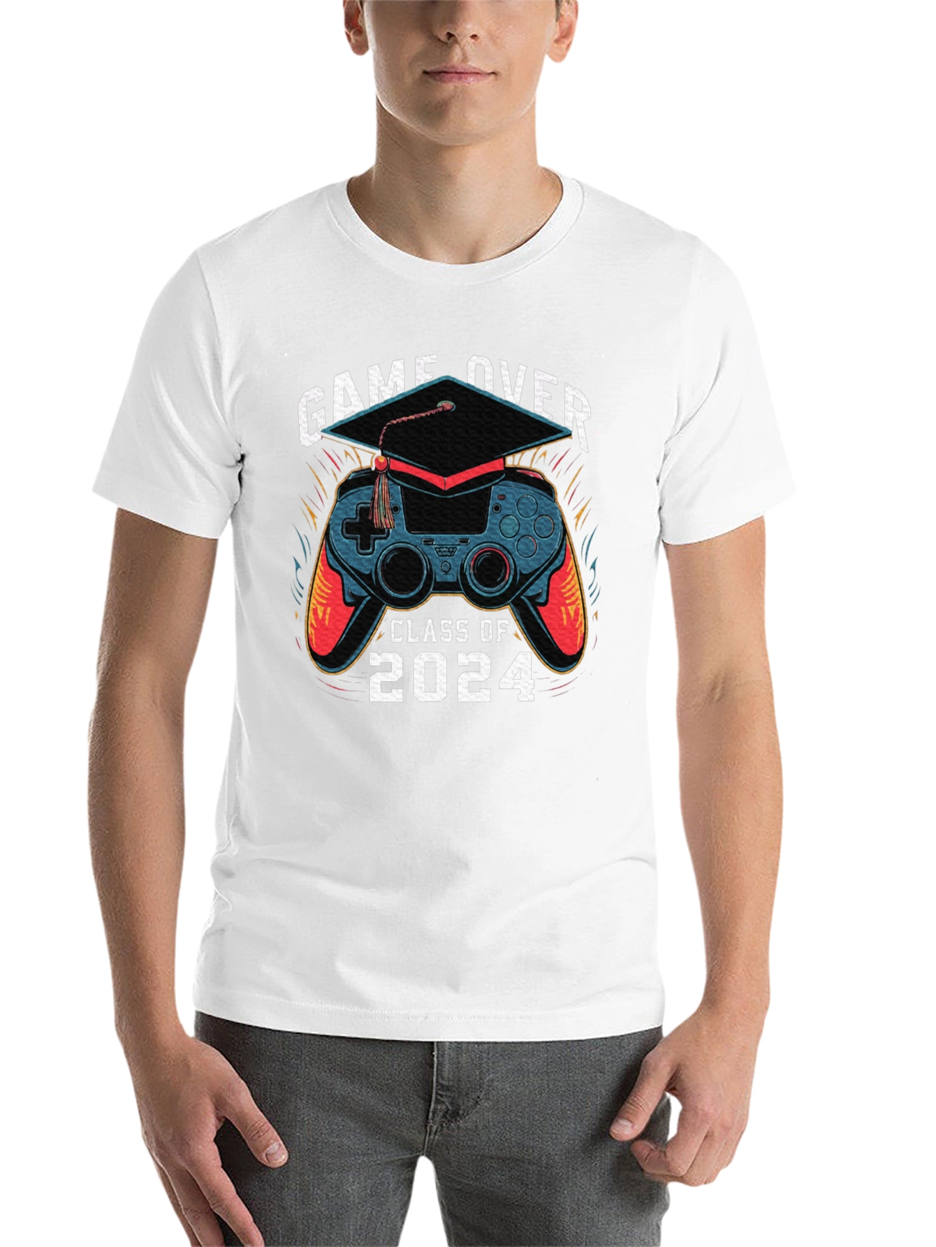 Black Game Over Class of 2024 Graduation T-Shirt view 14