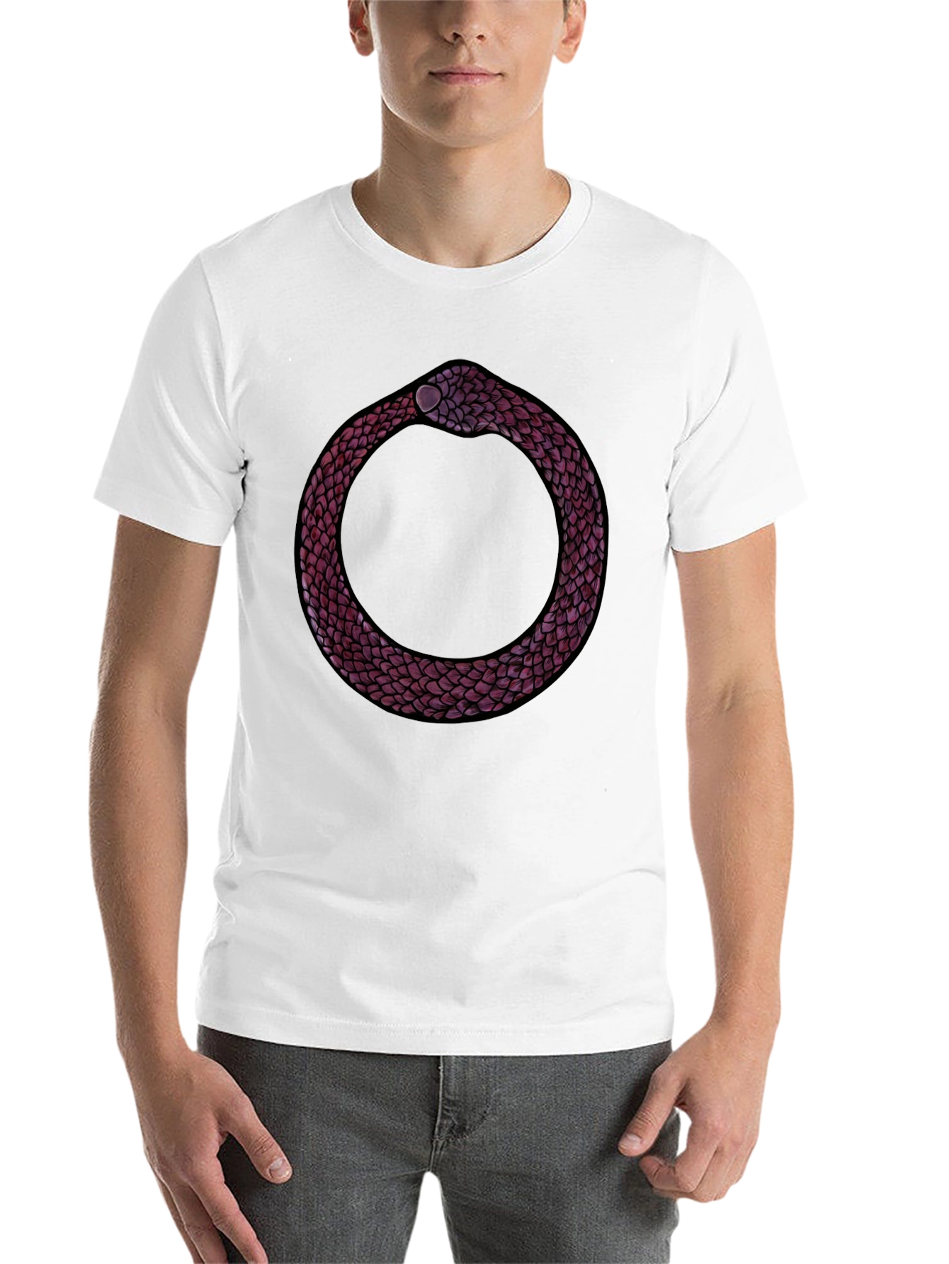 Black Ouroboros Snake Graphic Tee - Symbolic Design view 14