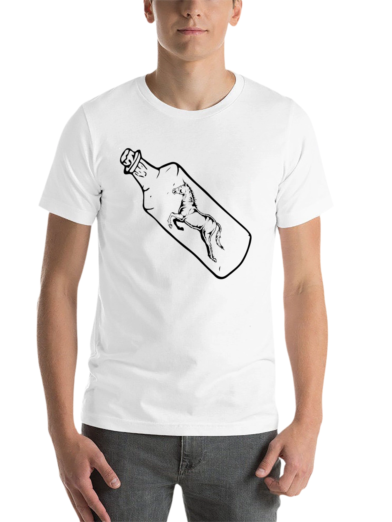 Black Horse in a Bottle Graphic Tee - Black Cotton T-Shirt view 14