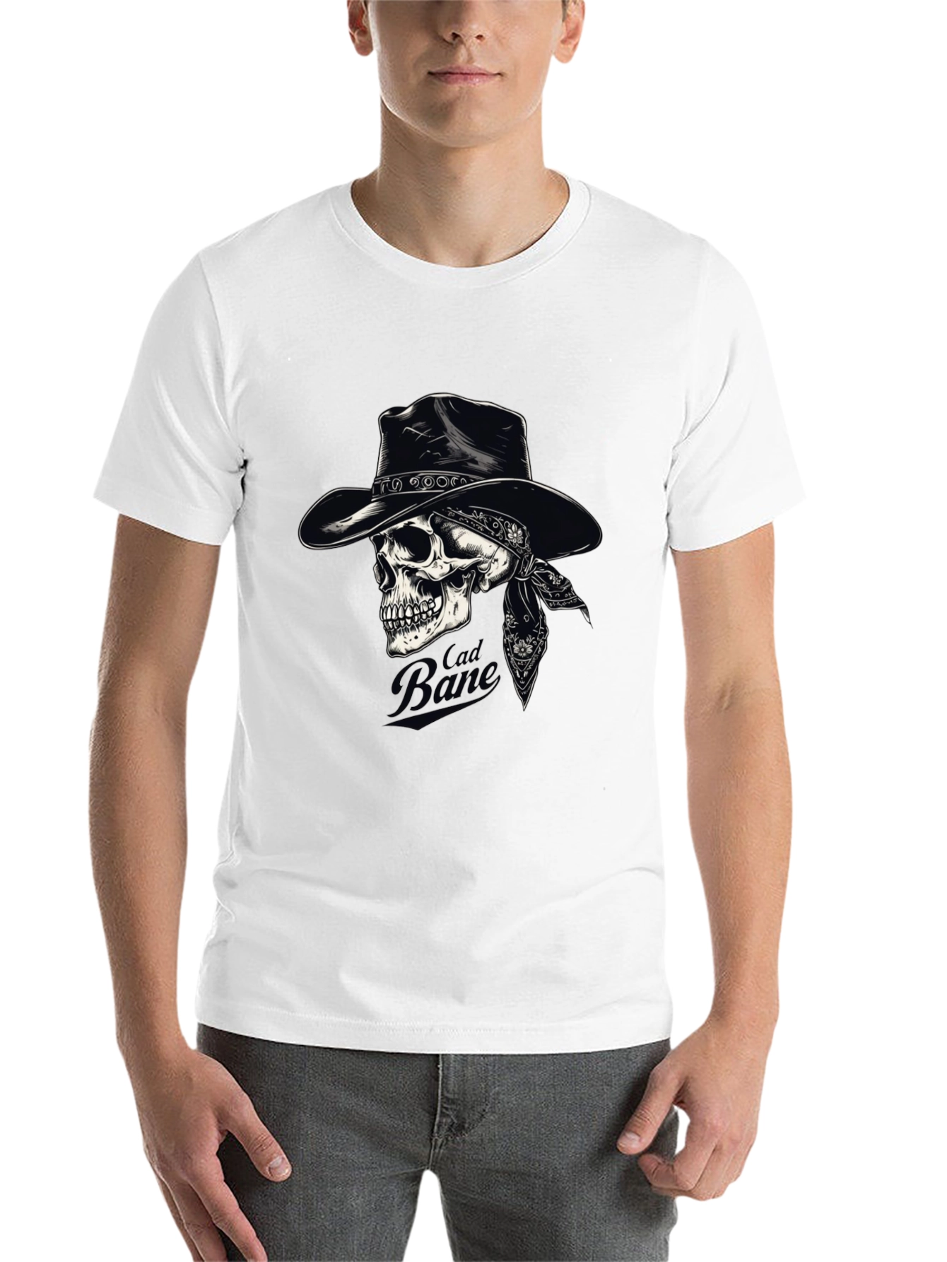 Black Cad Bane Skull Cowboy Black T-Shirt view 14
