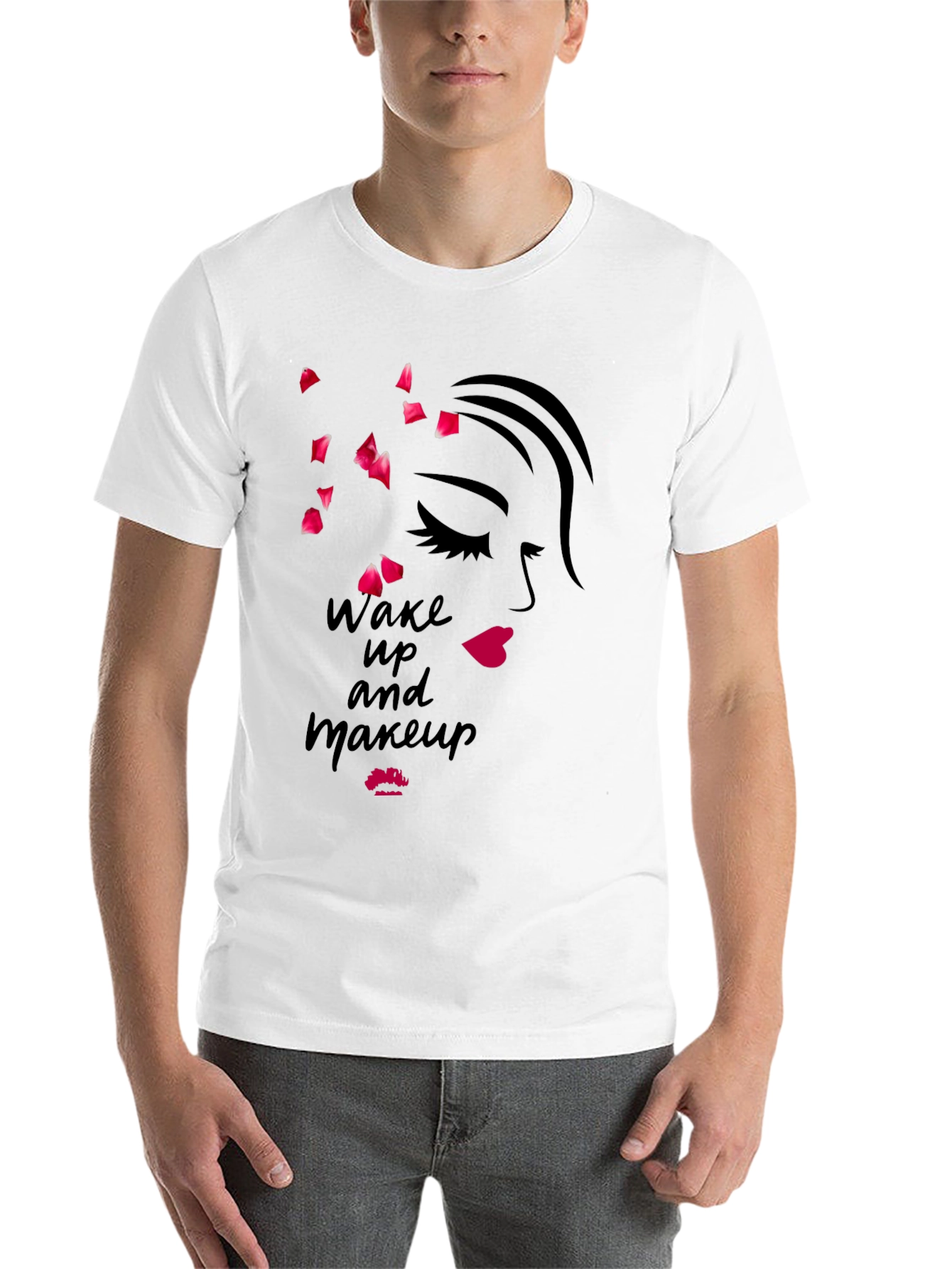 Black Wake Up and Makeup Black Graphic Tee view 14