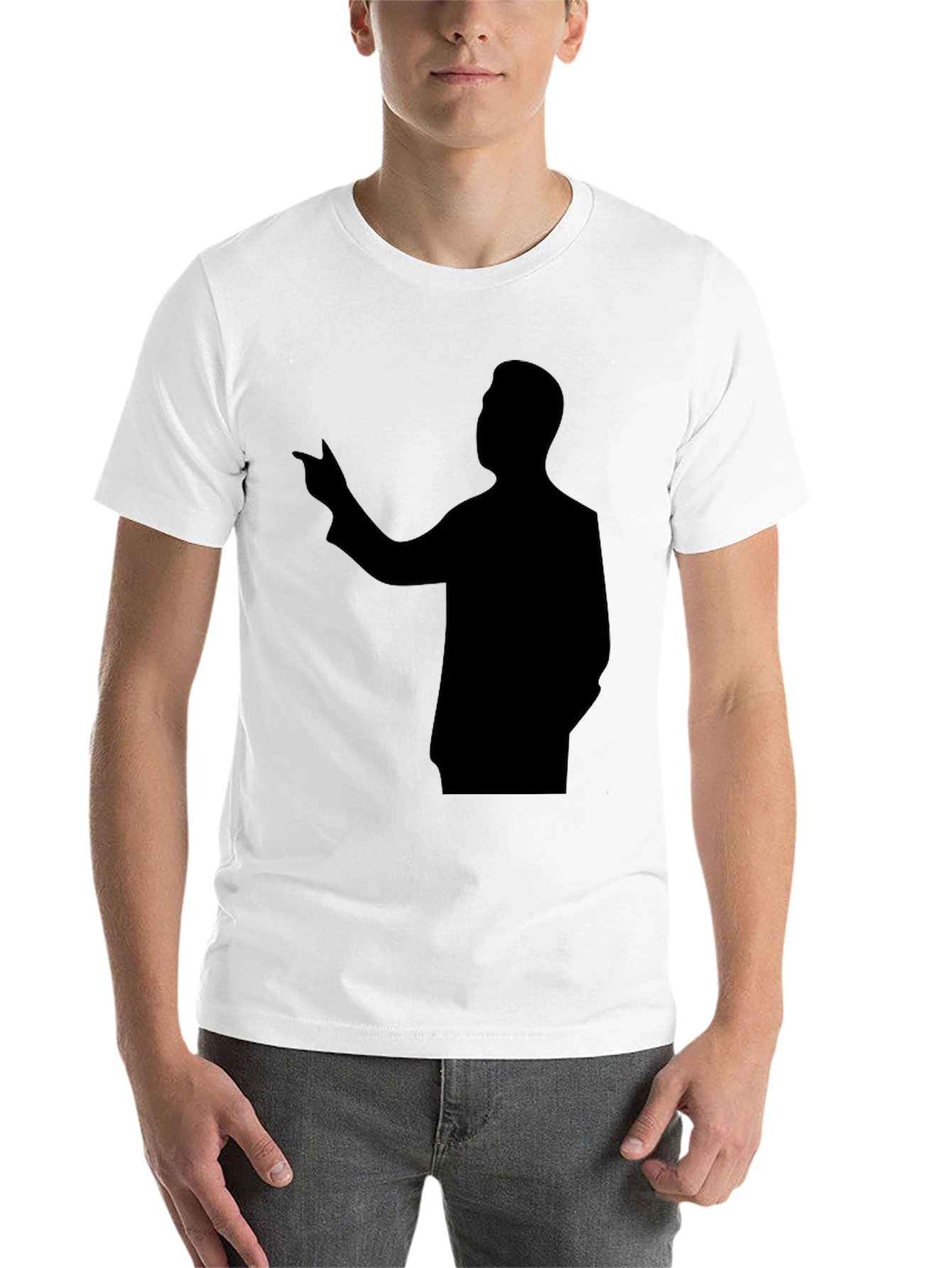 Black Silhouette Man Pointing T-Shirt view 14