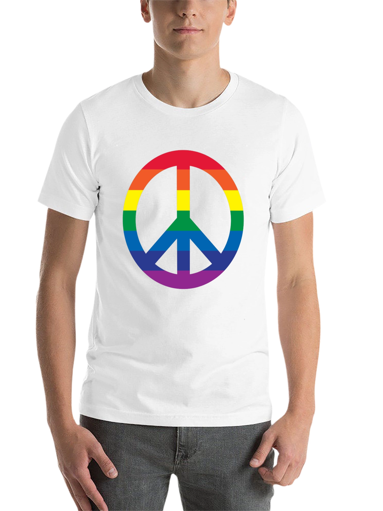 Black Rainbow Peace Sign Black T-Shirt view 14