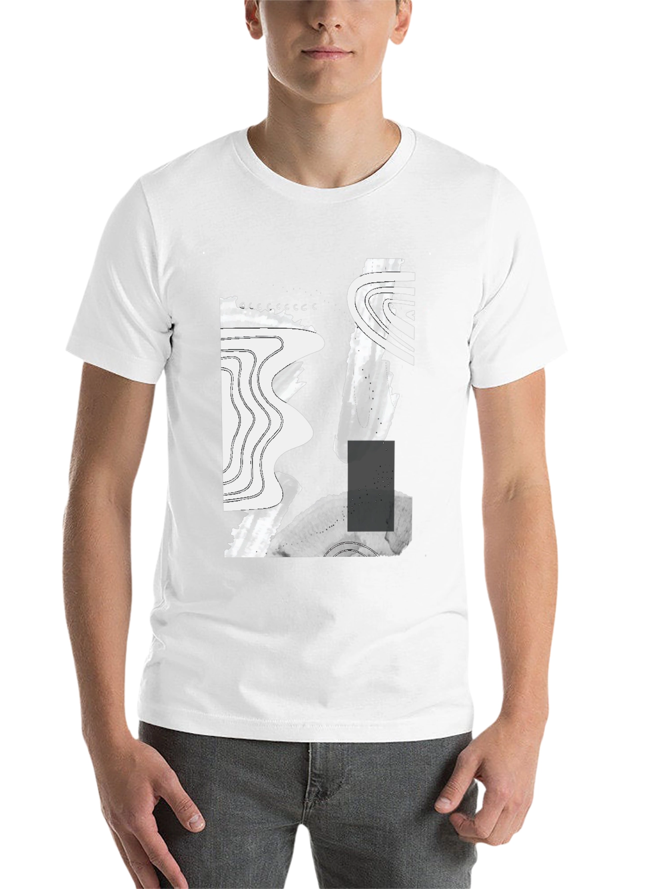 Abstract Graphic Print Black T-Shirt - 14