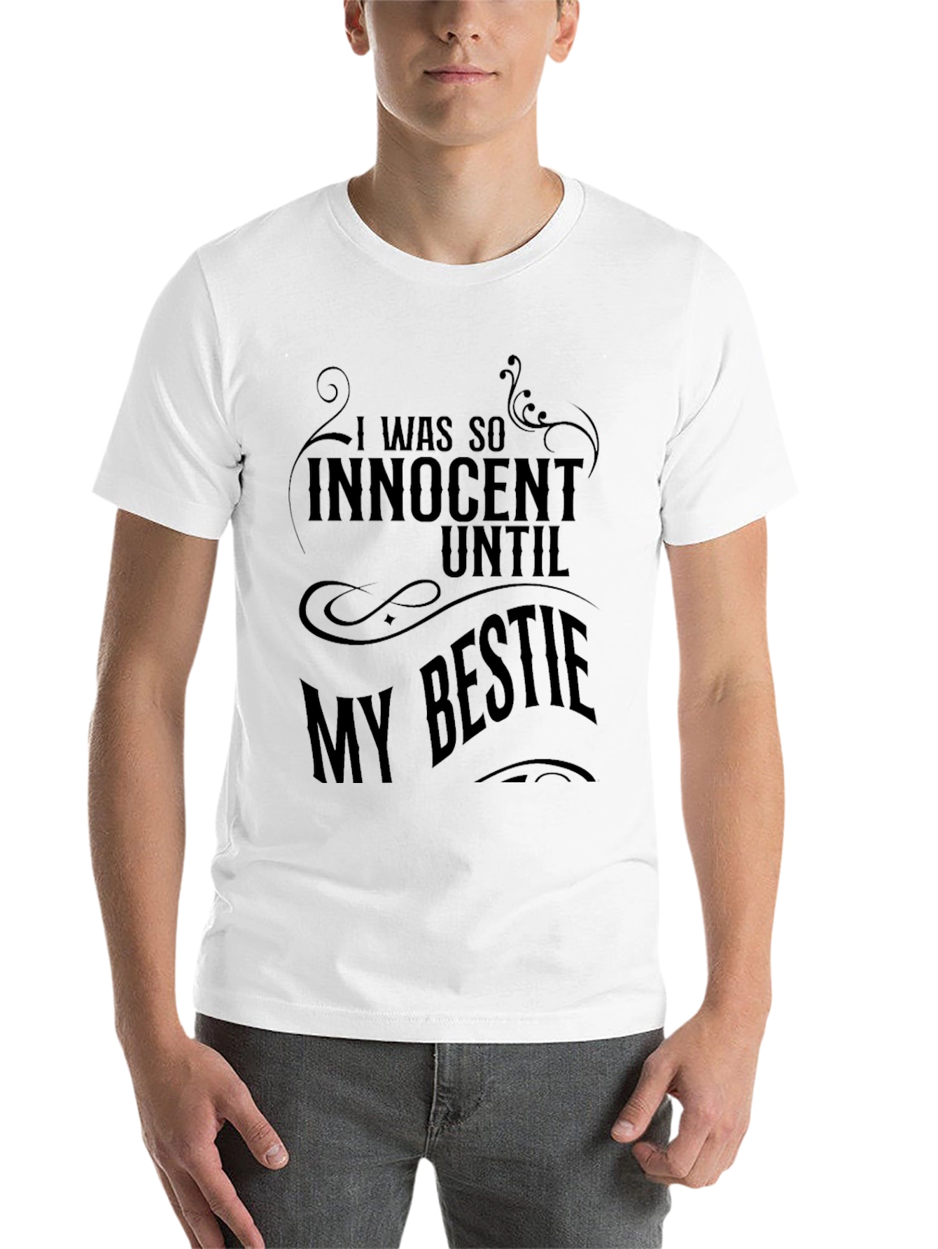 Black Innocent Until Bestie Graphic Tee view 14