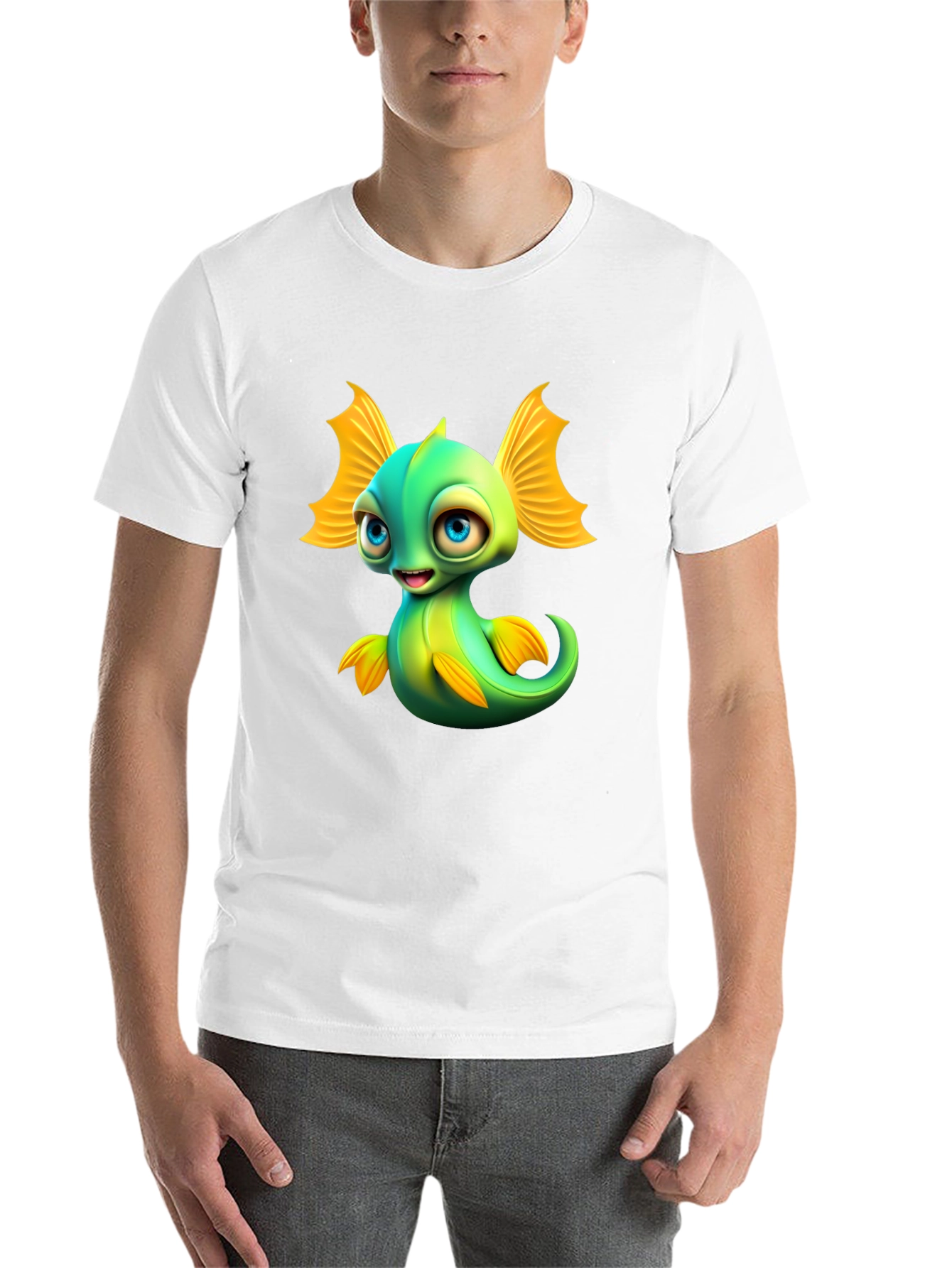 Black Cute Cartoon Fish Graphic T-Shirt - Fun & Unique Design view 14