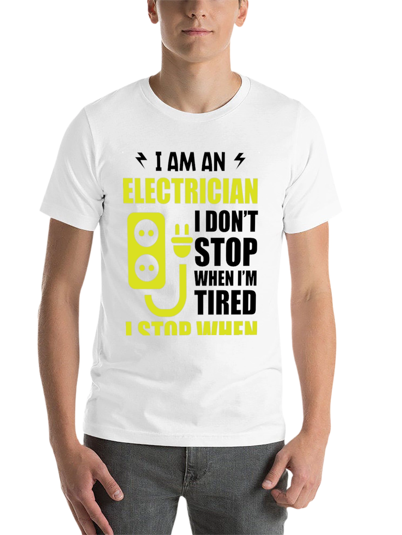Black Electrician T-Shirt - Funny I Stop When Done Tee view 14