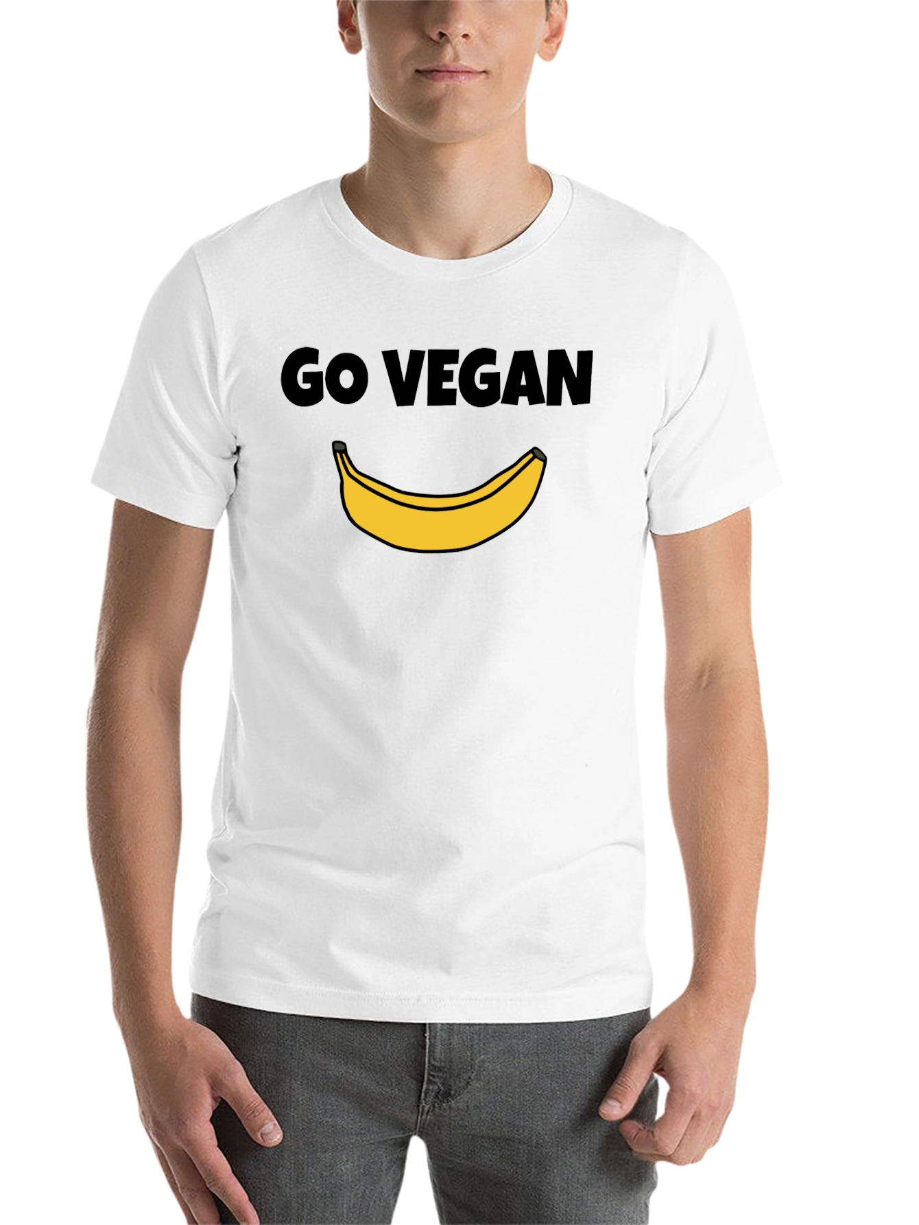 Black Go Vegan Banana Graphic Tee - Unisex Black T-Shirt view 14