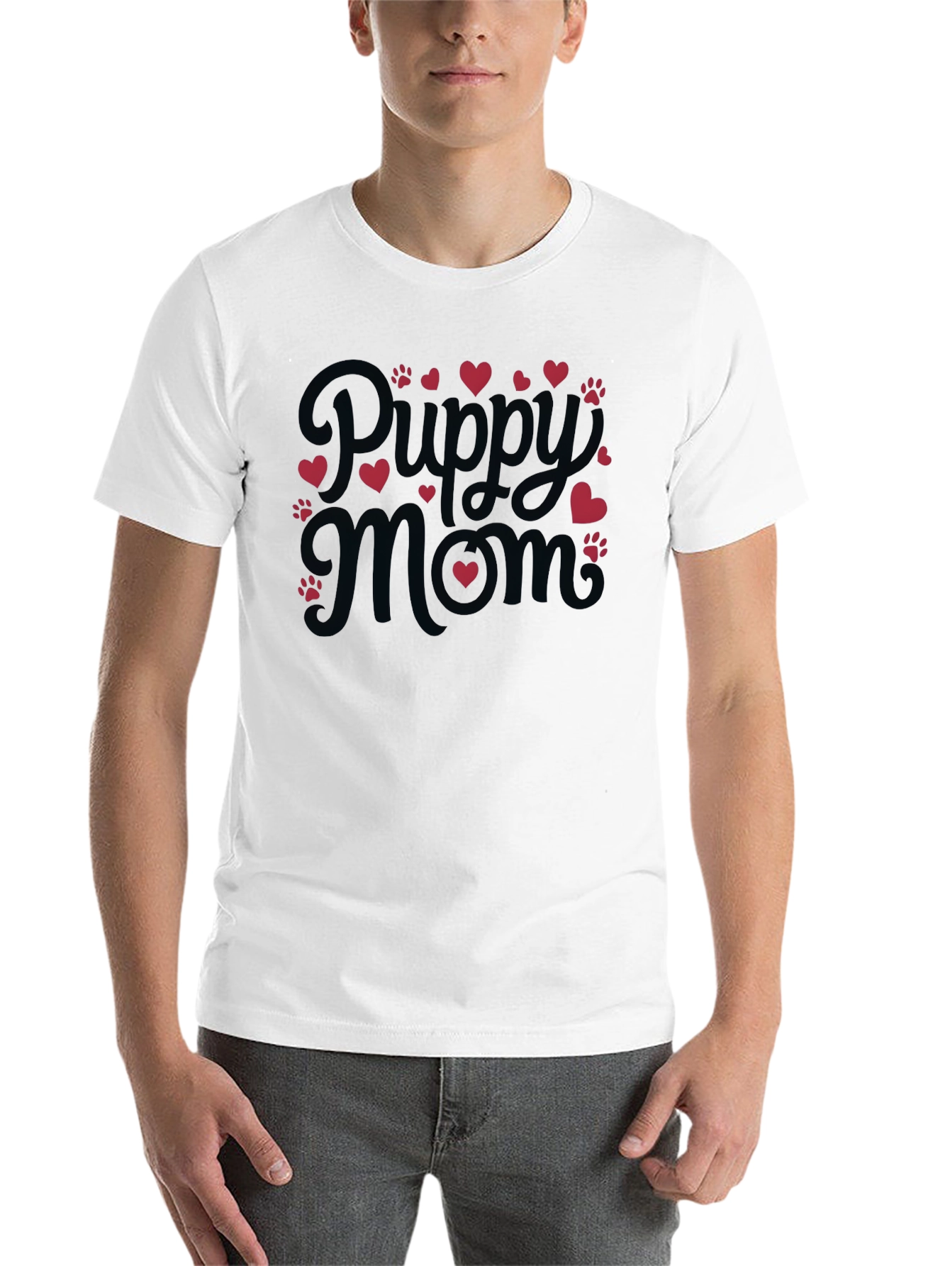 Black Puppy Mom Black T-Shirt view 14