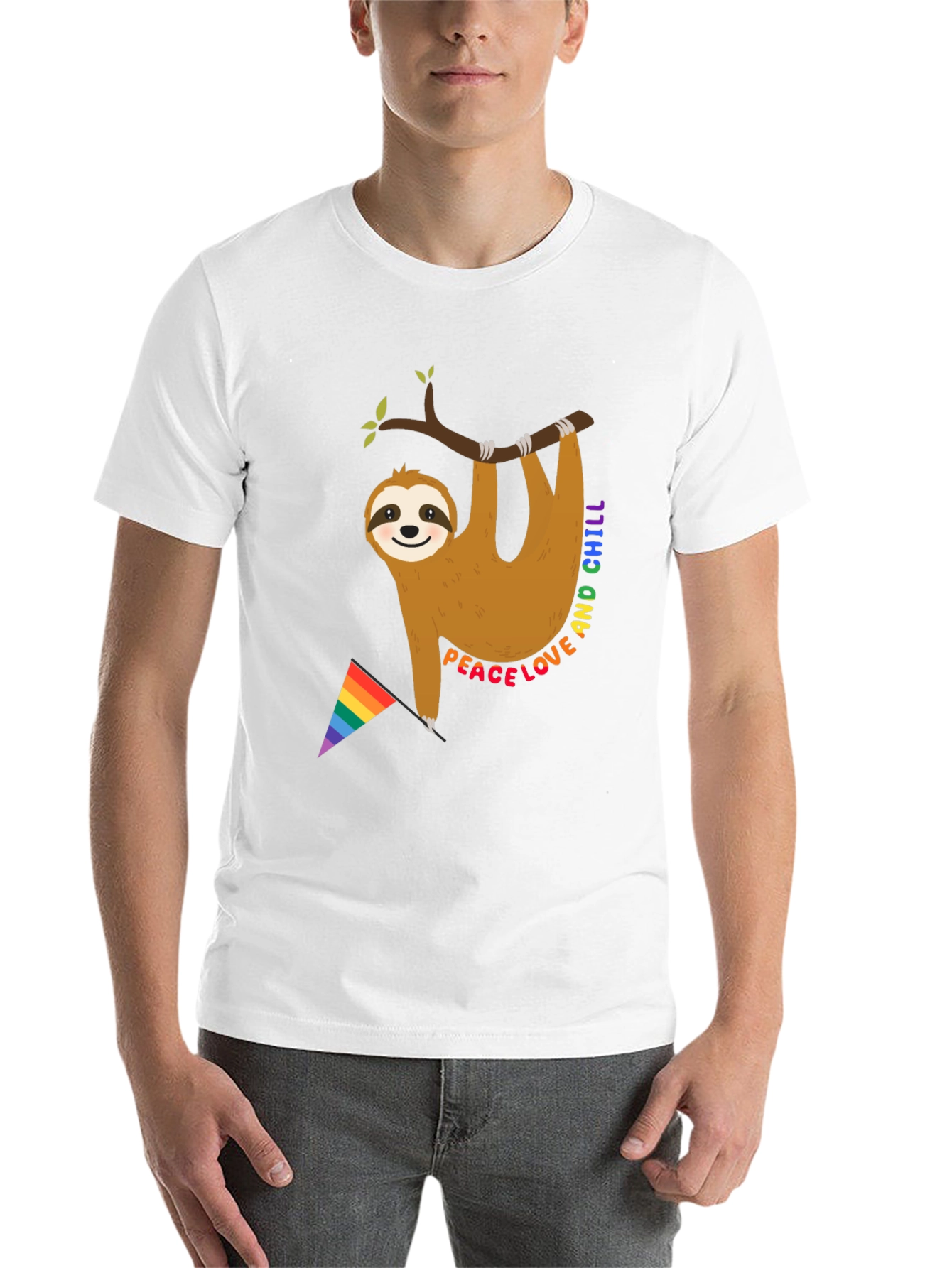 Black Peace Love & Chill Sloth T-Shirt view 14