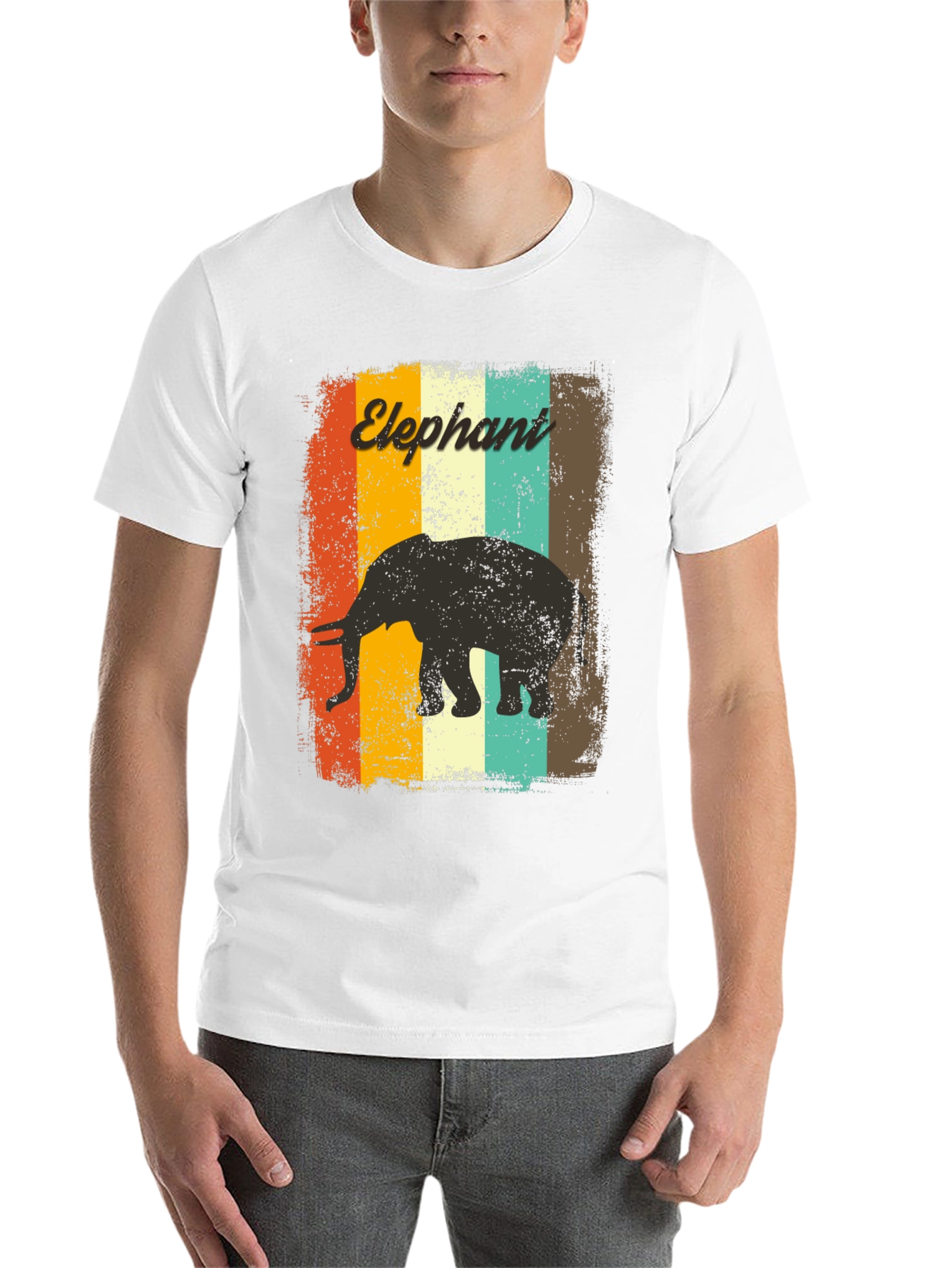 Black Retro Elephant Graphic T-Shirt view 14