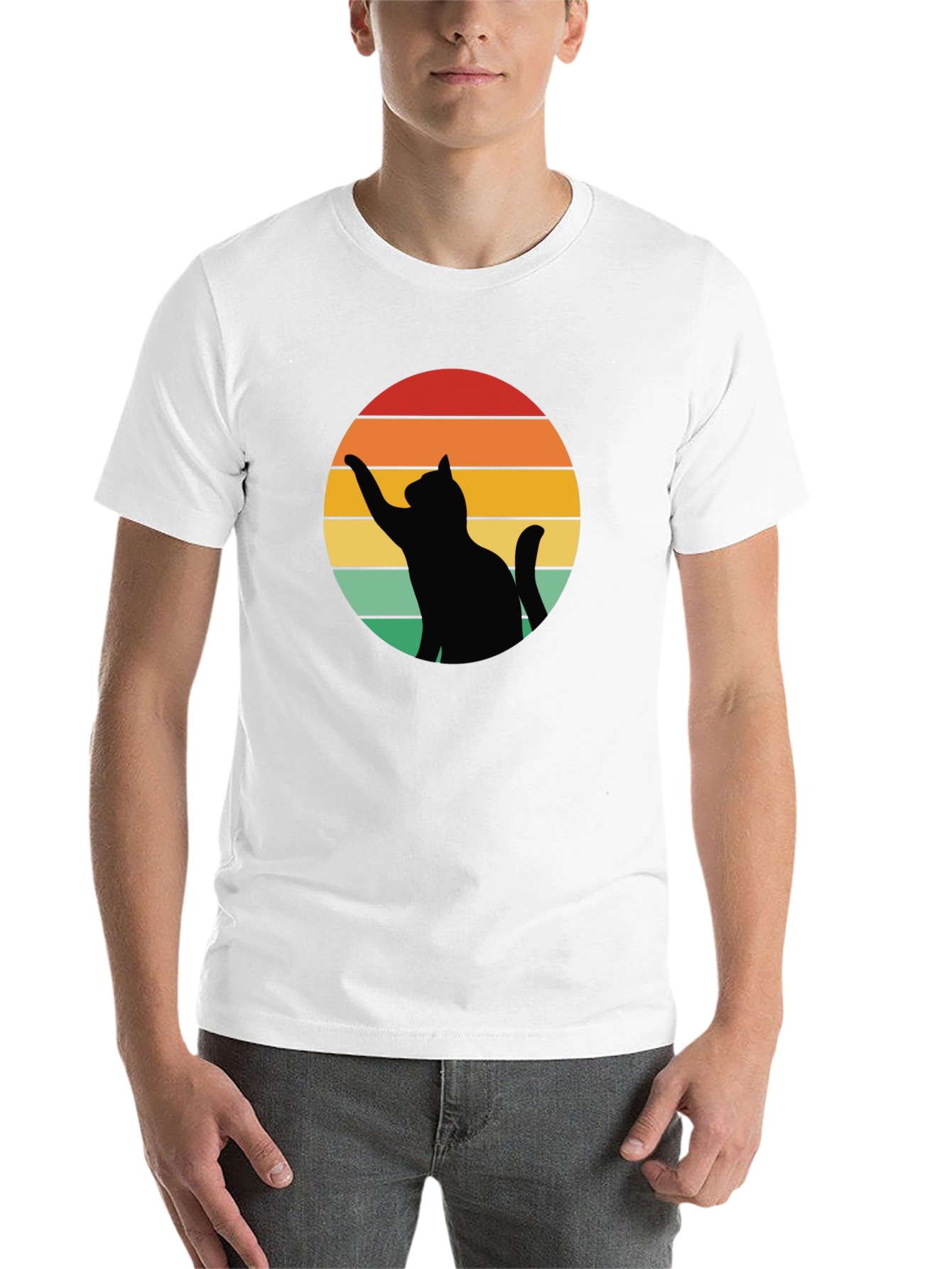 Black Retro Cat Silhouette Tee view 14
