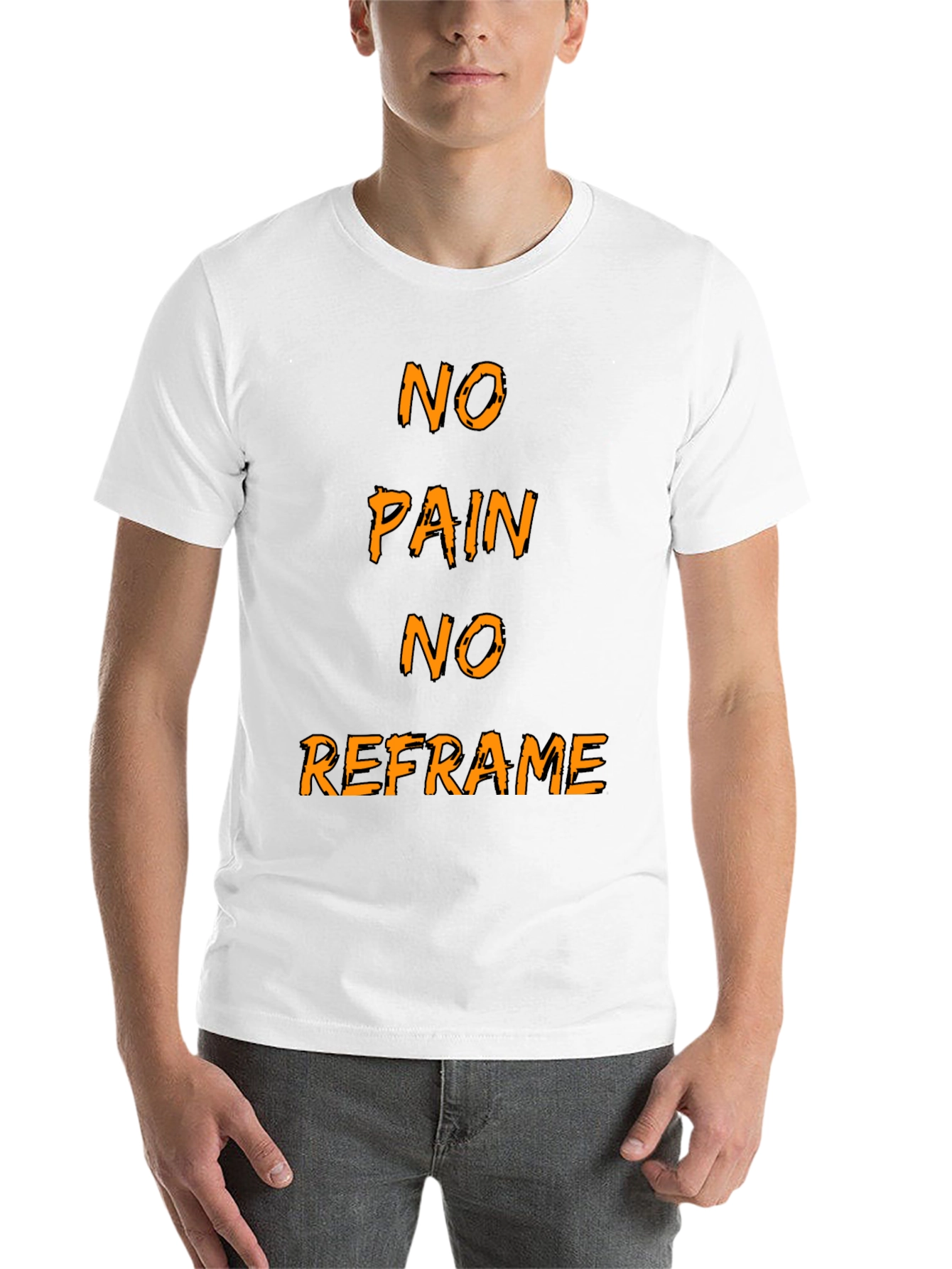 Black No Pain No Reframe Graphic T-Shirt view 14